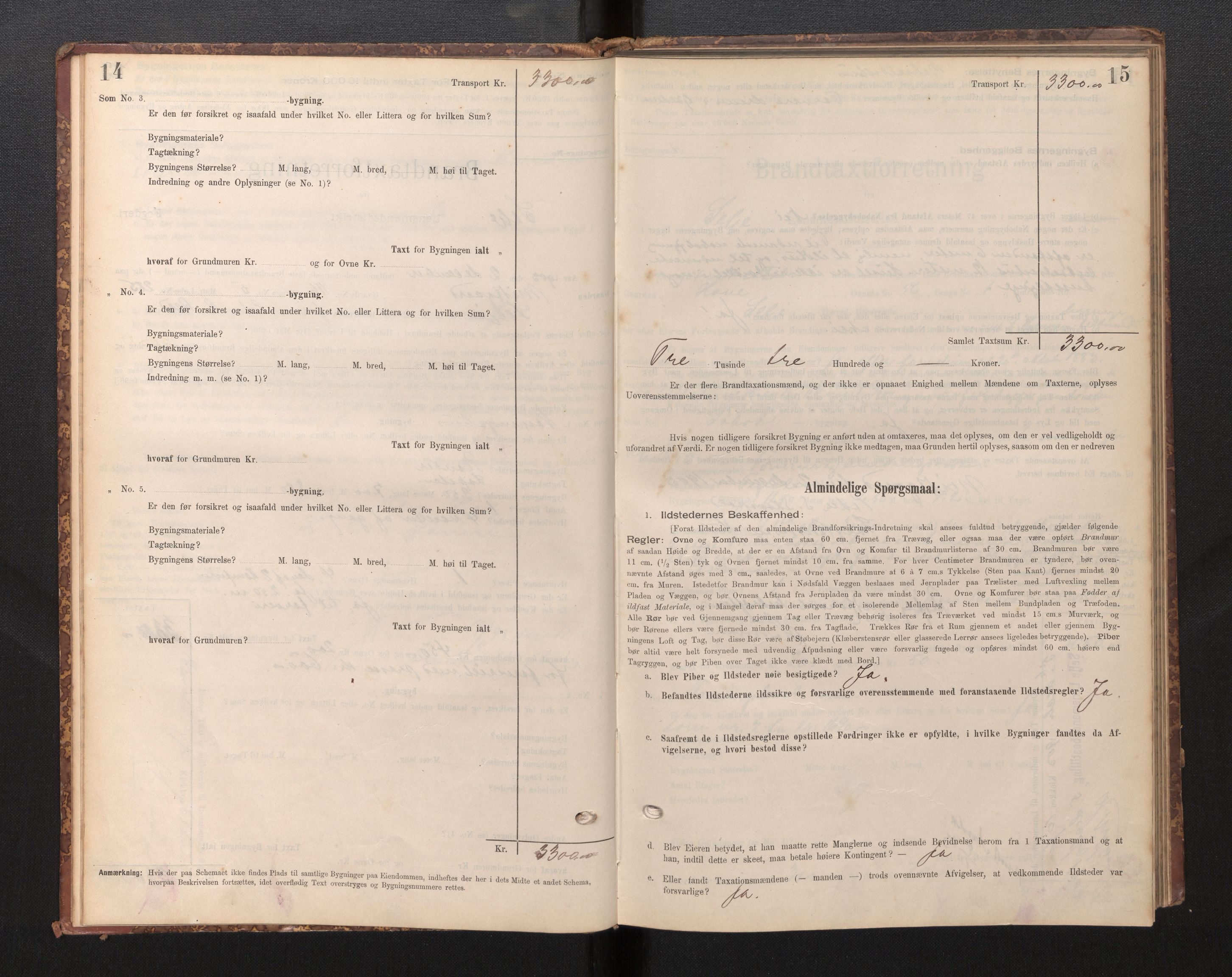 Lensmannen i Selje, SAB/A-29701/0012/L0003: Branntakstprotokoll, skjematakst, 1895-1929, p. 14-15