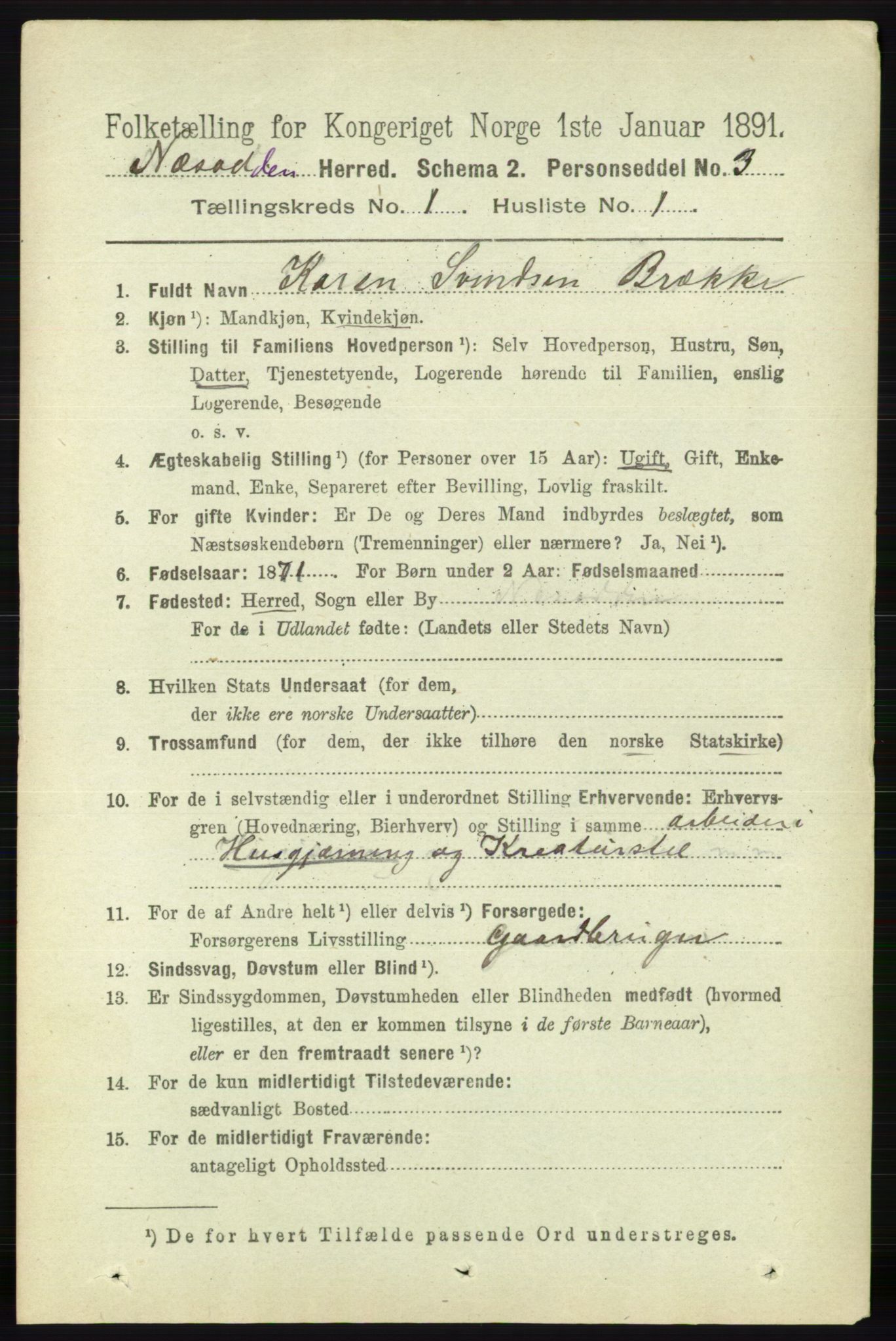 RA, 1891 census for 0216 Nesodden, 1891, p. 94