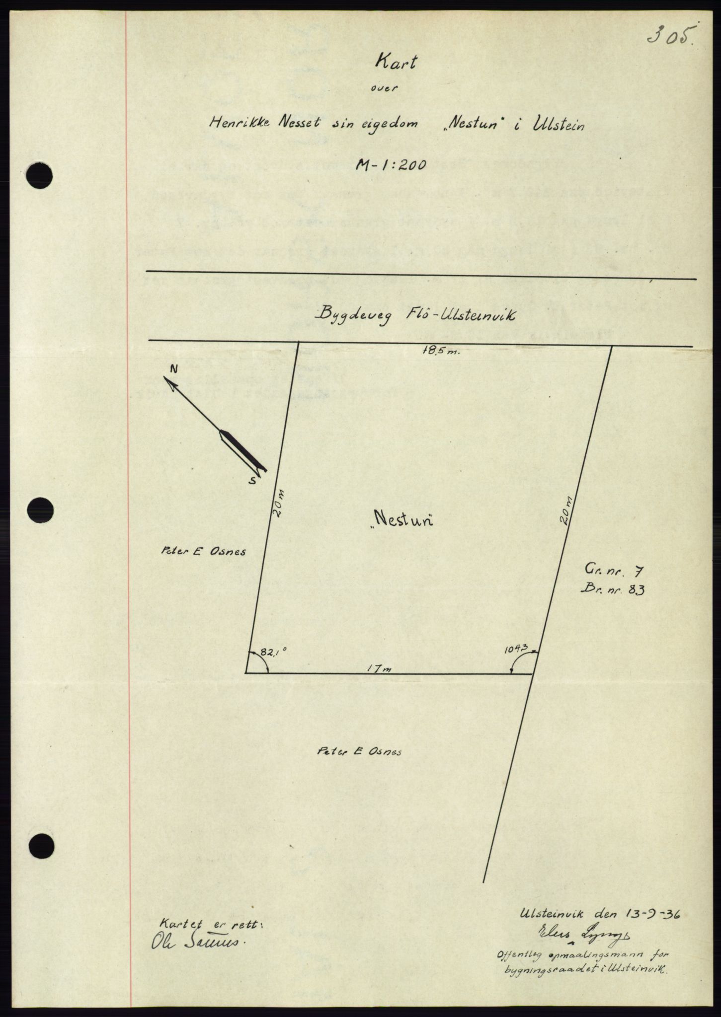 Søre Sunnmøre sorenskriveri, AV/SAT-A-4122/1/2/2C/L0061: Mortgage book no. 55, 1936-1936, Diary no: : 1304/1936