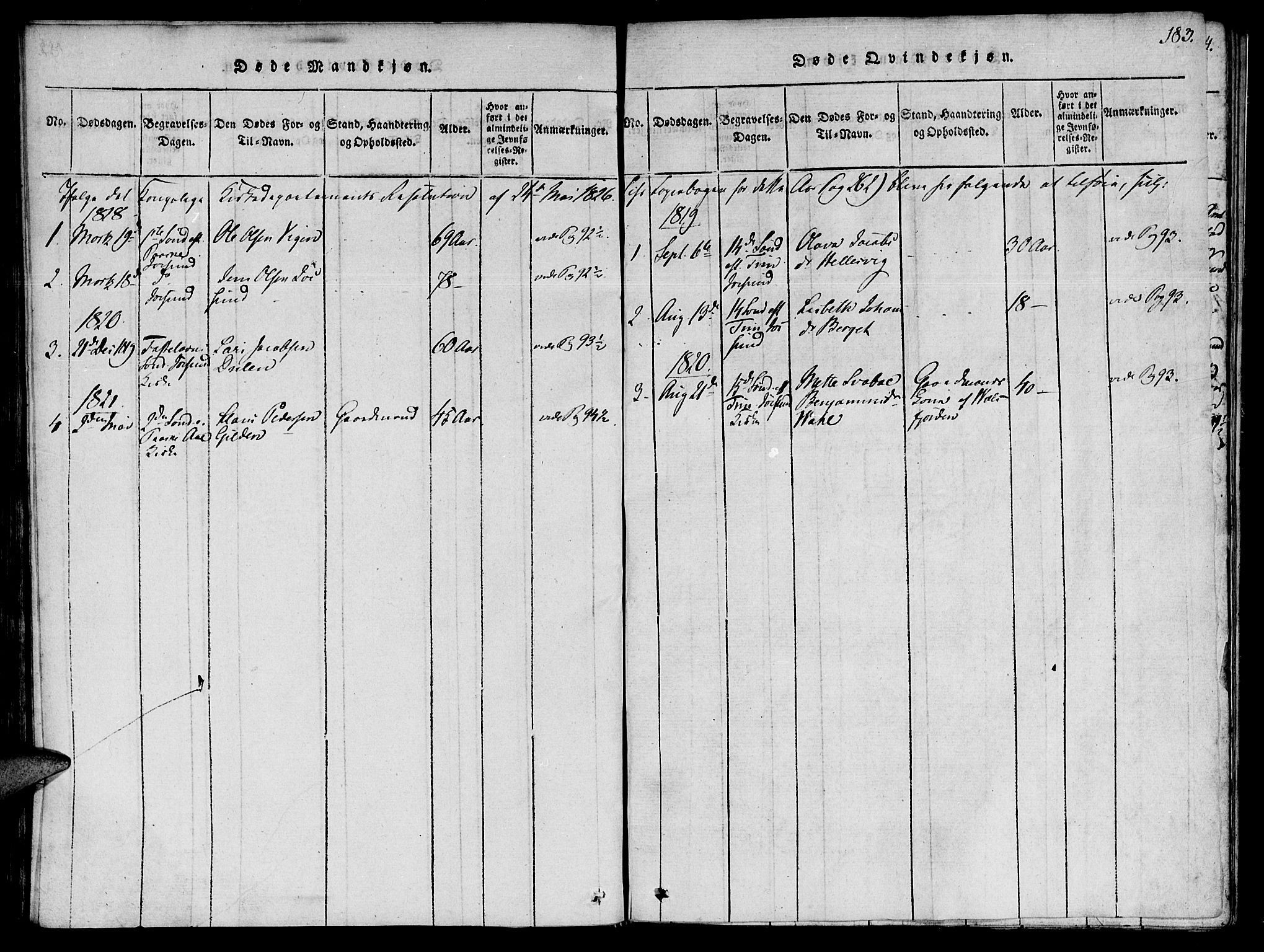 Ministerialprotokoller, klokkerbøker og fødselsregistre - Sør-Trøndelag, SAT/A-1456/655/L0675: Parish register (official) no. 655A04, 1818-1830, p. 183