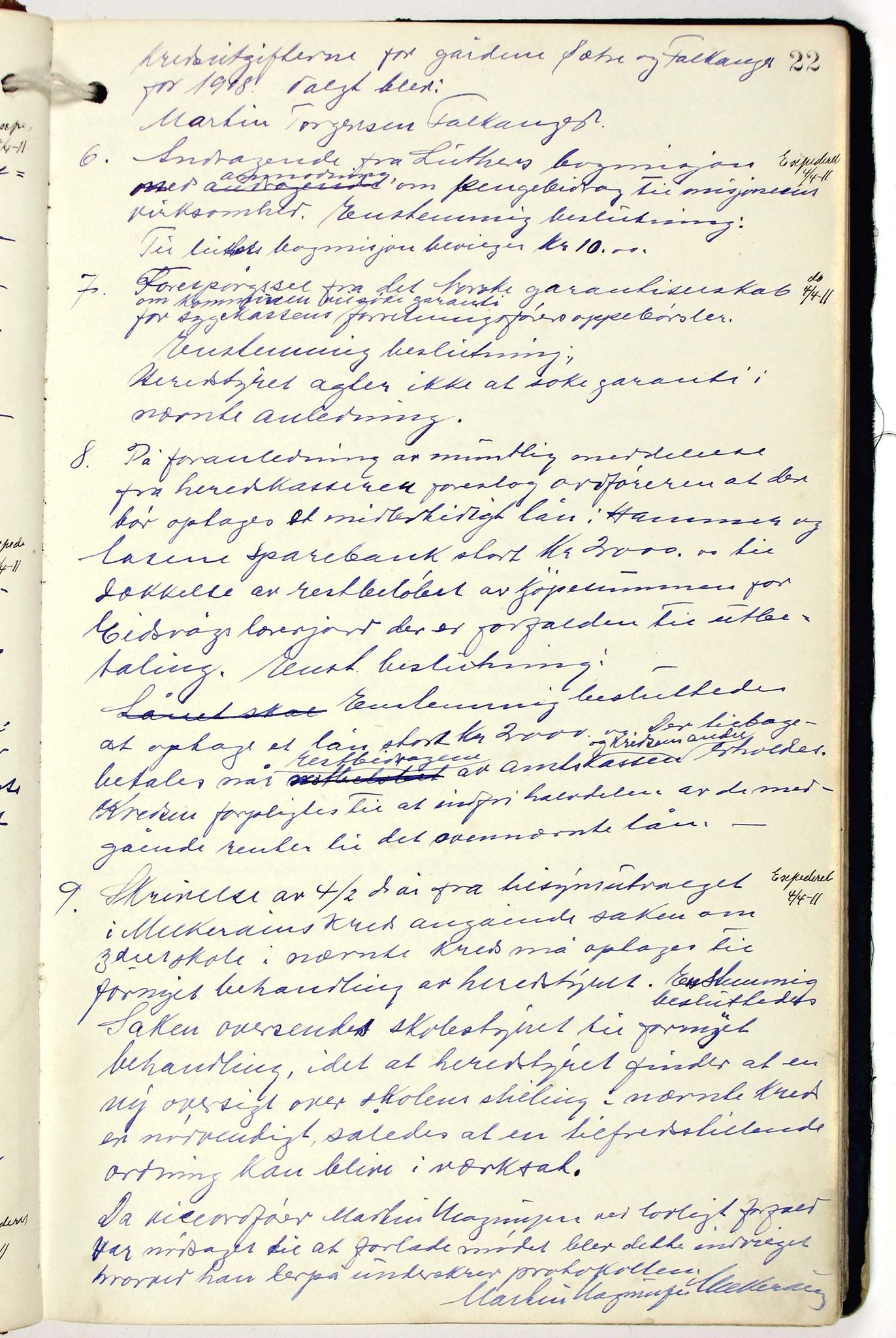 Åsane kommune. Formannskapet, BBA/A-1252/A, 1909-1916, p. 22a