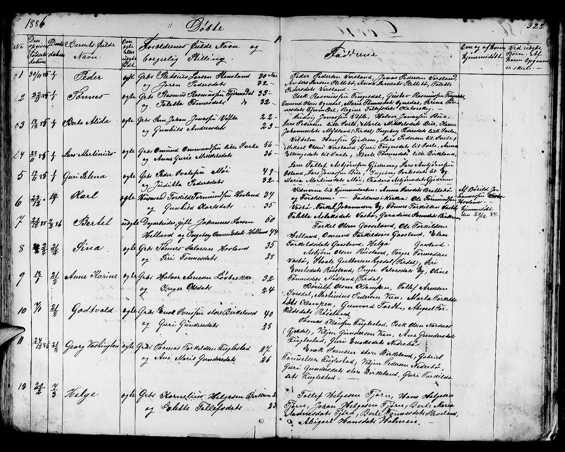 Helleland sokneprestkontor, SAST/A-101810: Parish register (copy) no. B 3, 1847-1886, p. 328