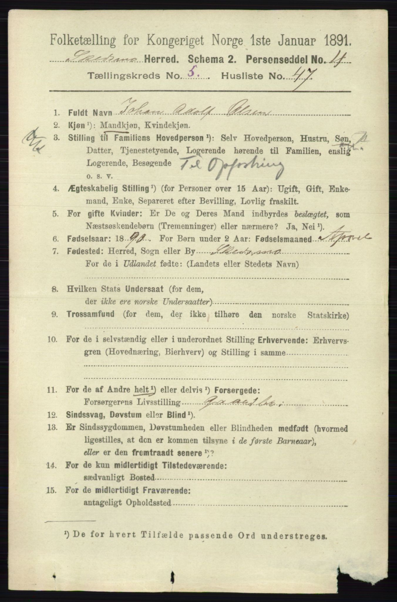 RA, 1891 census for 0231 Skedsmo, 1891, p. 2656