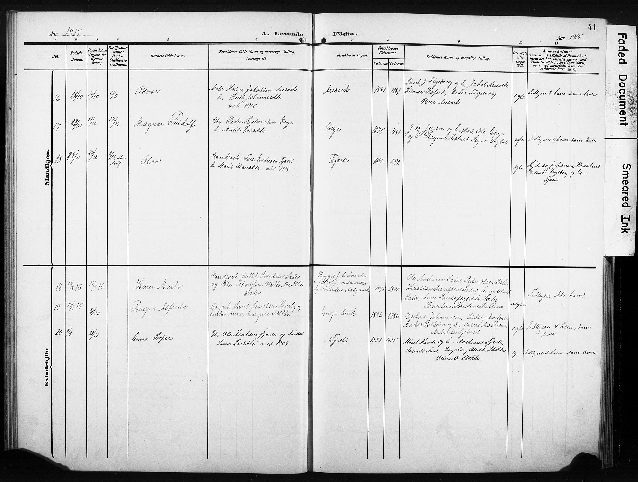 Ministerialprotokoller, klokkerbøker og fødselsregistre - Møre og Romsdal, AV/SAT-A-1454/580/L0927: Parish register (copy) no. 580C02, 1904-1932, p. 41