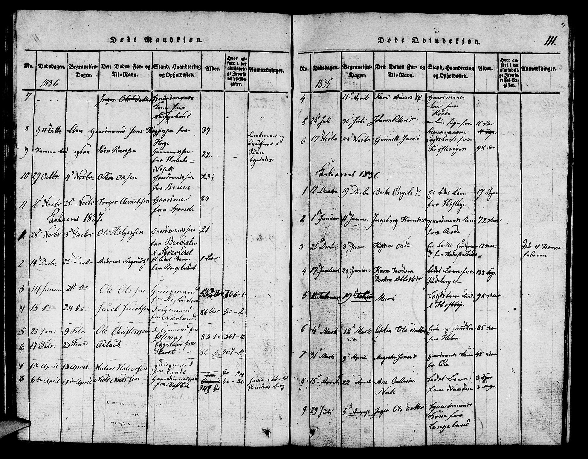 Finnøy sokneprestkontor, SAST/A-101825/H/Ha/Hab/L0001: Parish register (copy) no. B 1, 1816-1856, p. 111