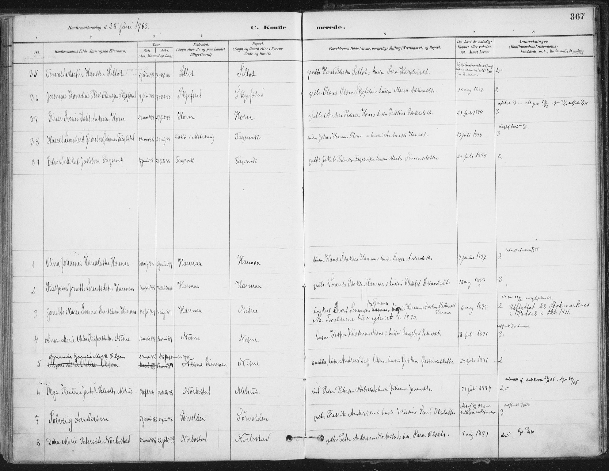 Ministerialprotokoller, klokkerbøker og fødselsregistre - Nordland, AV/SAT-A-1459/838/L0552: Parish register (official) no. 838A10, 1880-1910, p. 367