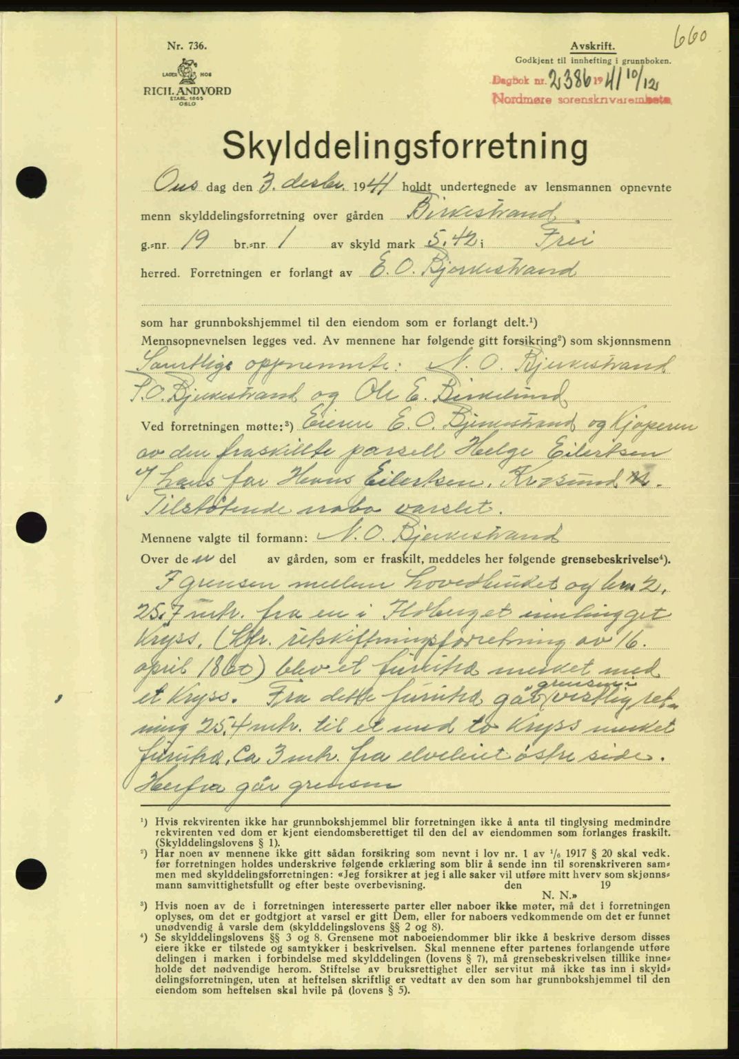 Nordmøre sorenskriveri, AV/SAT-A-4132/1/2/2Ca: Mortgage book no. A91, 1941-1942, Diary no: : 2386/1941