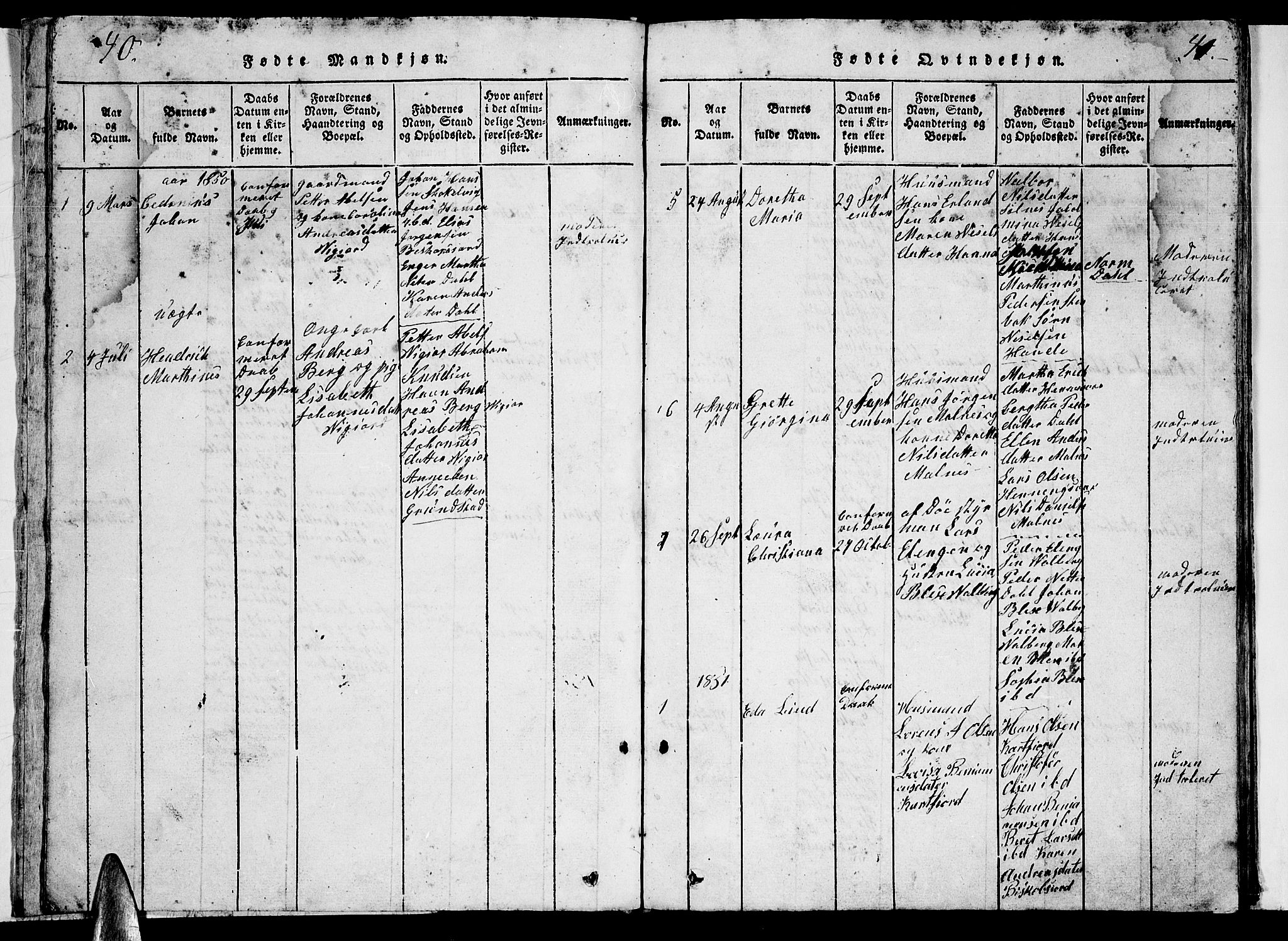 Ministerialprotokoller, klokkerbøker og fødselsregistre - Nordland, AV/SAT-A-1459/884/L1195: Parish register (copy) no. 884C01, 1837-1867, p. 40-41