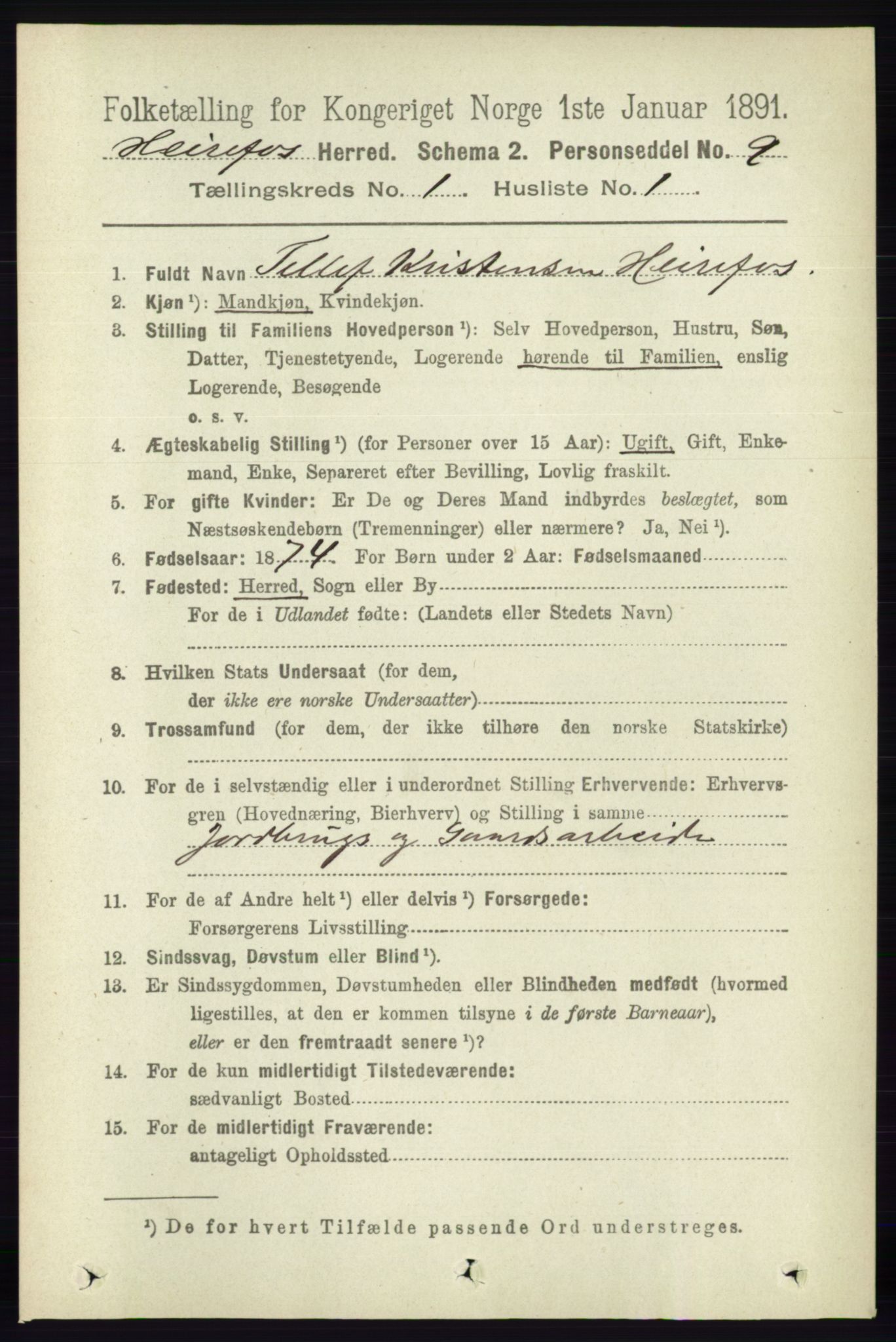 RA, 1891 census for 0933 Herefoss, 1891, p. 49