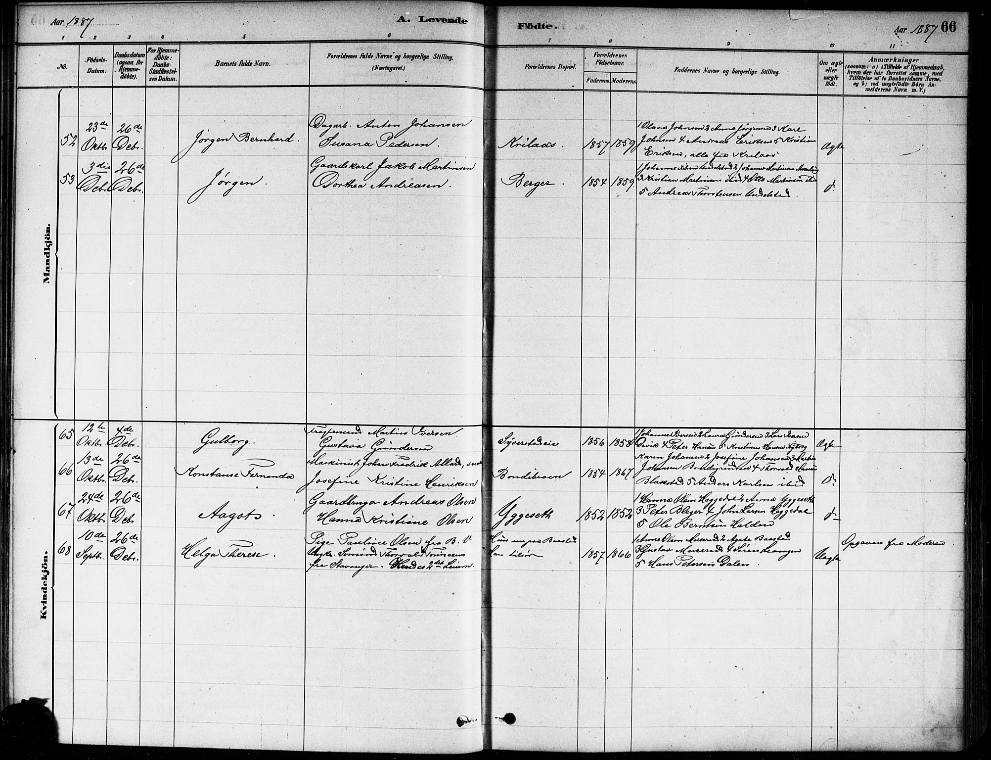 Asker prestekontor Kirkebøker, AV/SAO-A-10256a/F/Fa/L0013: Parish register (official) no. I 13, 1879-1896, p. 66