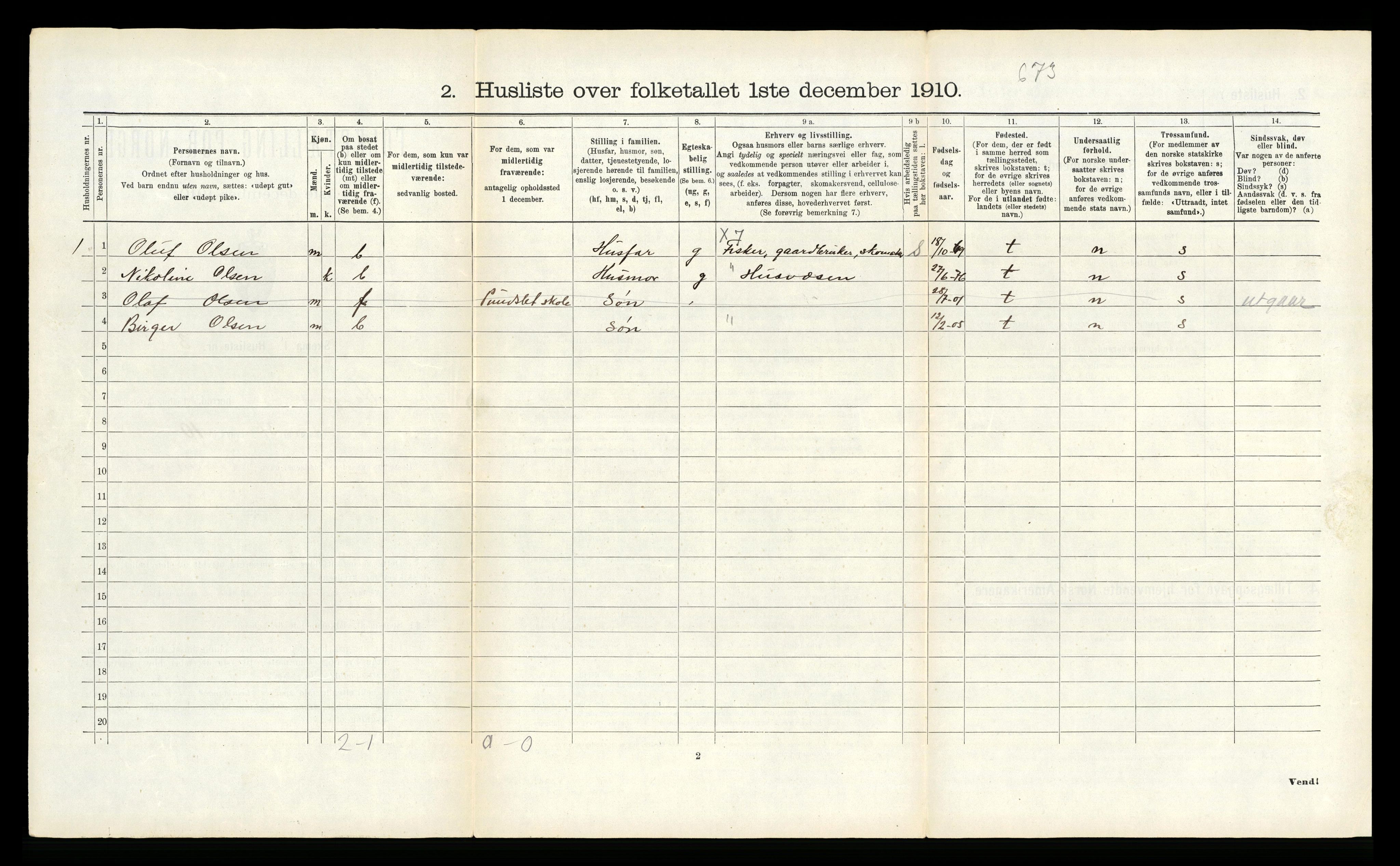 RA, 1910 census for Vågan, 1910, p. 1680