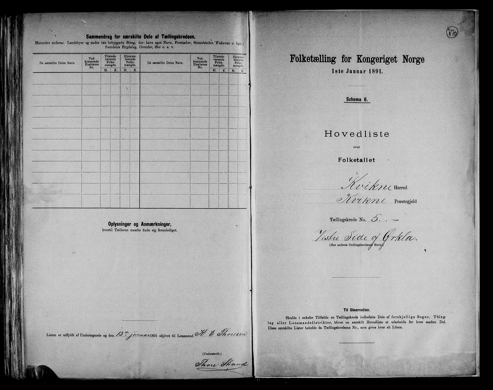 RA, 1891 census for 0440 Kvikne, 1891, p. 13