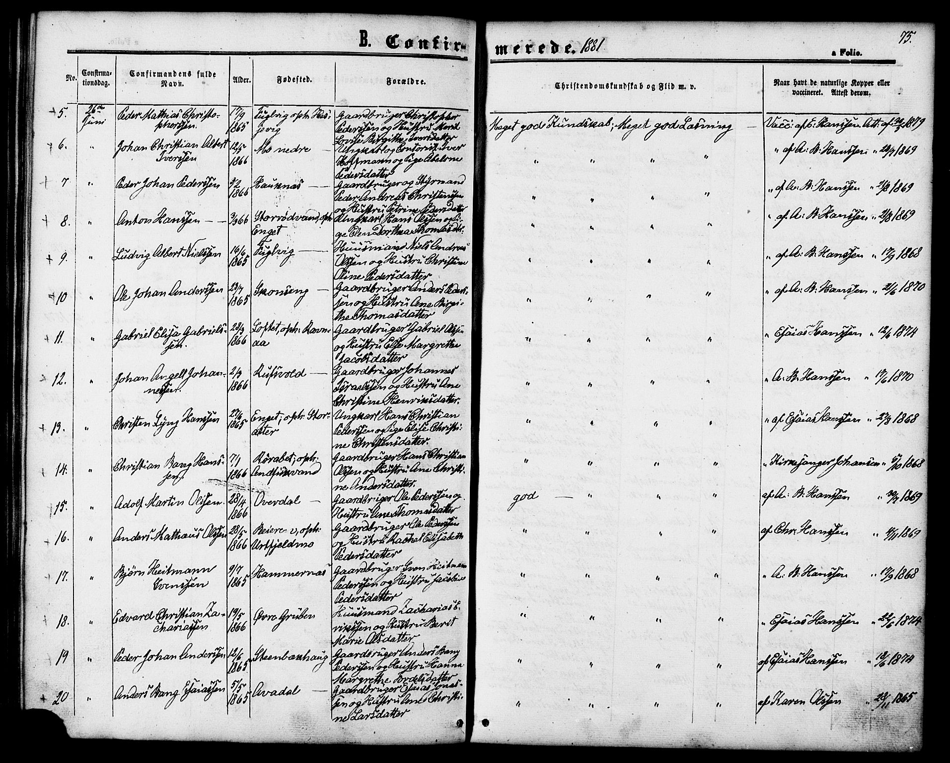 Ministerialprotokoller, klokkerbøker og fødselsregistre - Nordland, AV/SAT-A-1459/827/L0394: Parish register (official) no. 827A06, 1865-1886, p. 75