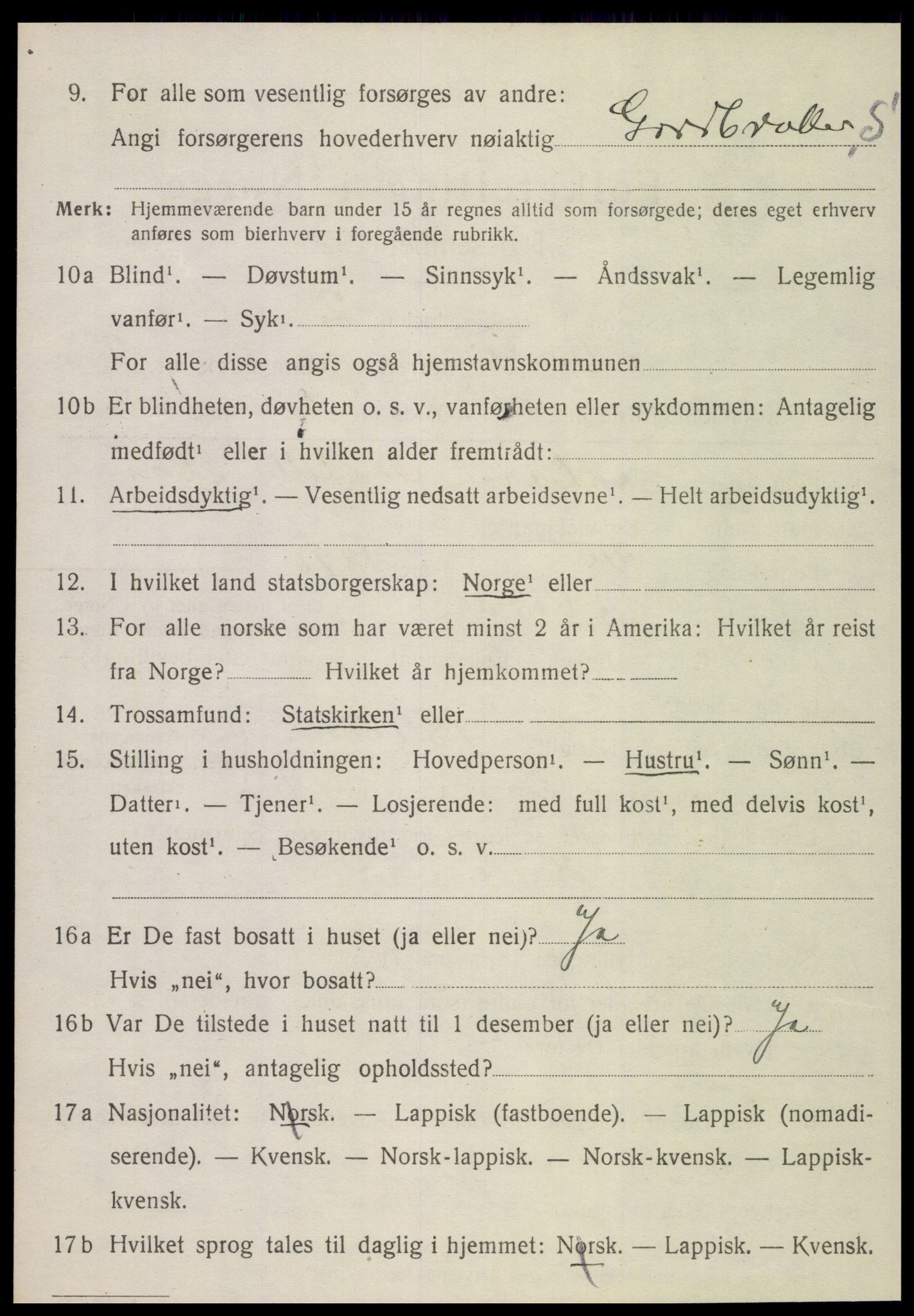 SAT, 1920 census for Nordli, 1920, p. 1104