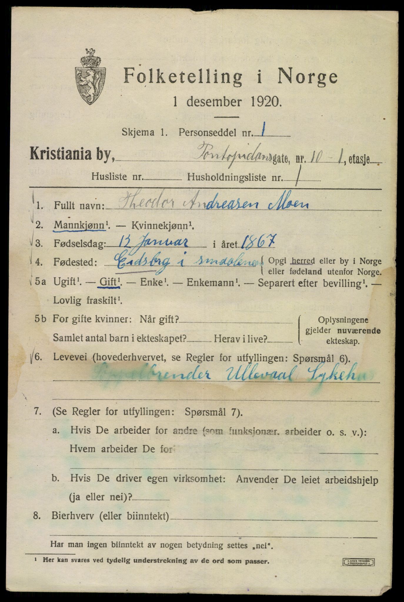 SAO, 1920 census for Kristiania, 1920, p. 456399