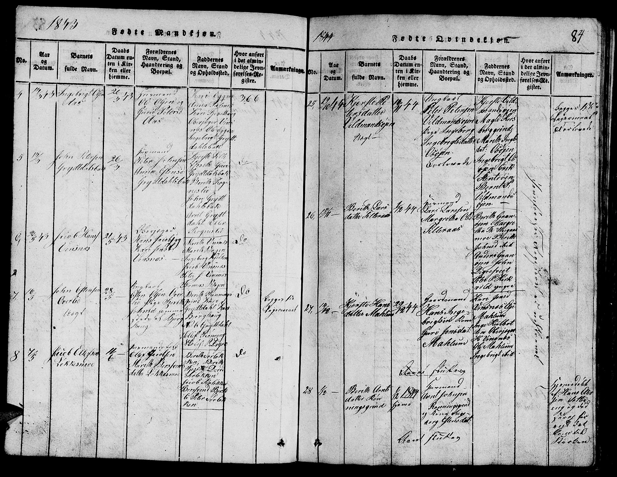 Ministerialprotokoller, klokkerbøker og fødselsregistre - Sør-Trøndelag, SAT/A-1456/688/L1026: Parish register (copy) no. 688C01, 1817-1860, p. 84