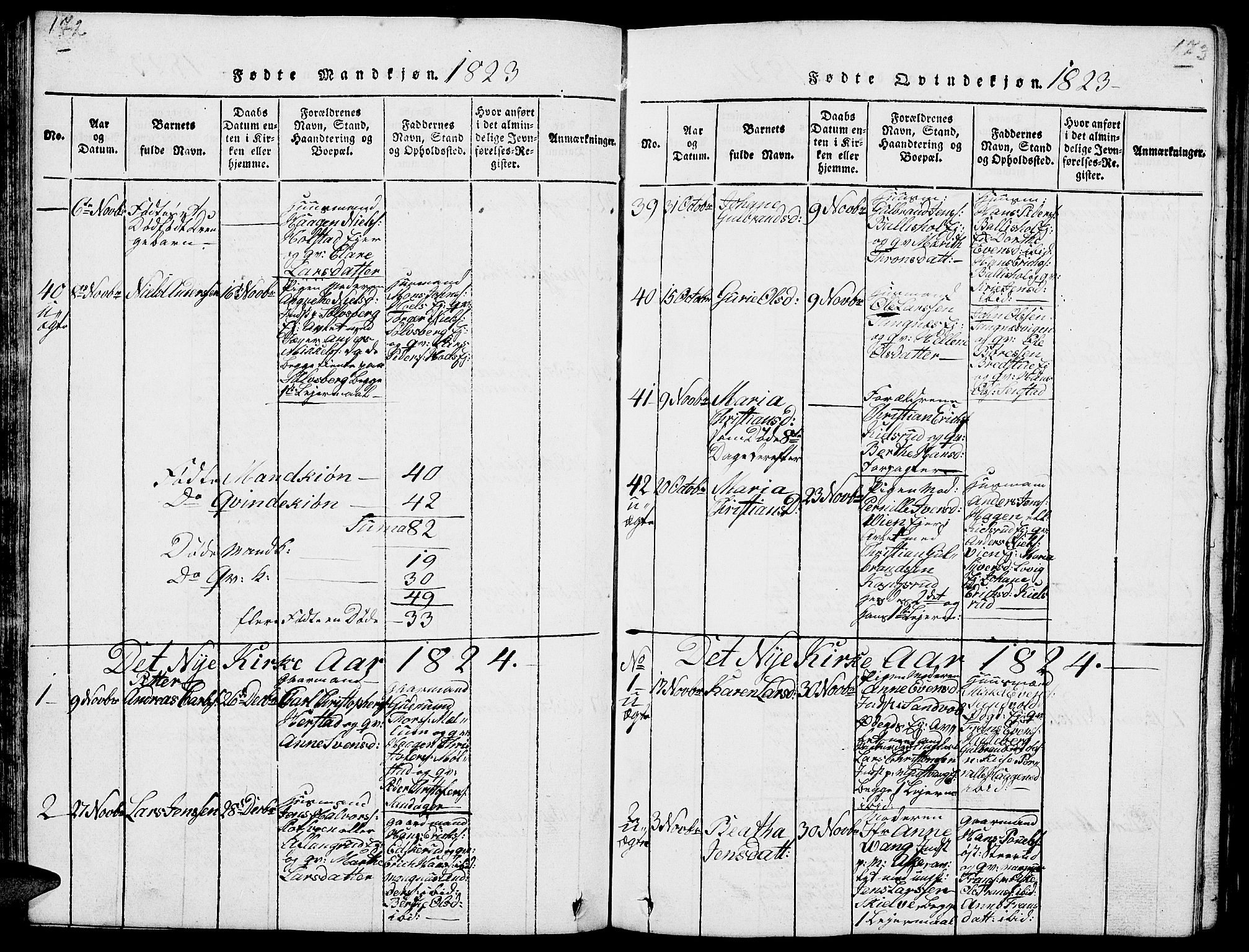 Nes prestekontor, Hedmark, AV/SAH-PREST-020/L/La/L0003: Parish register (copy) no. 3, 1814-1831, p. 172-173