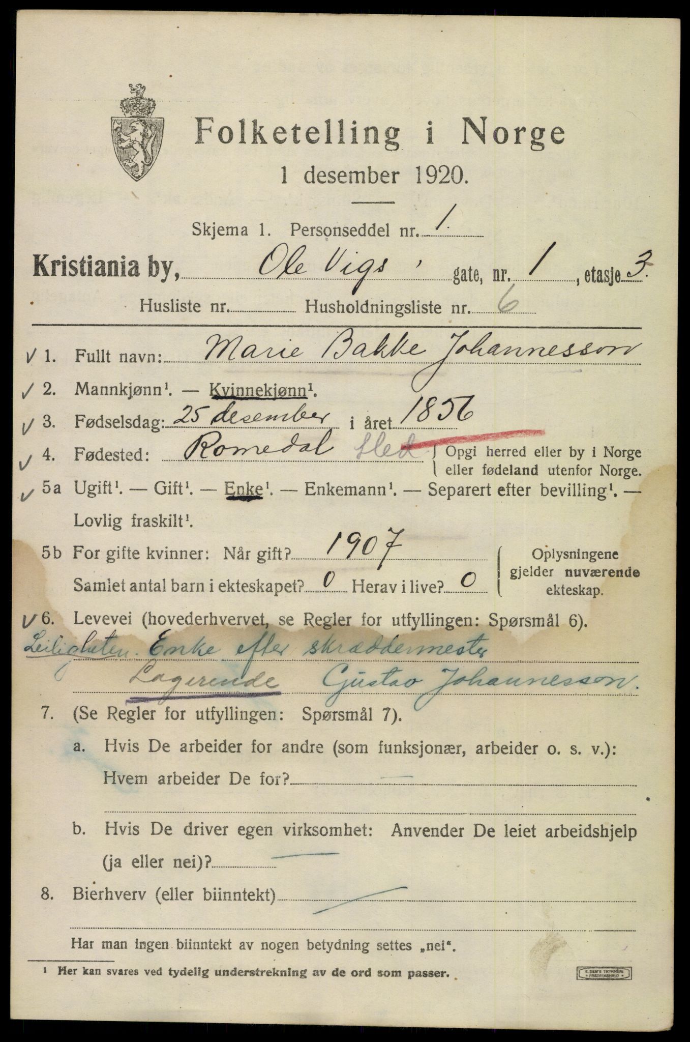 SAO, 1920 census for Kristiania, 1920, p. 432961
