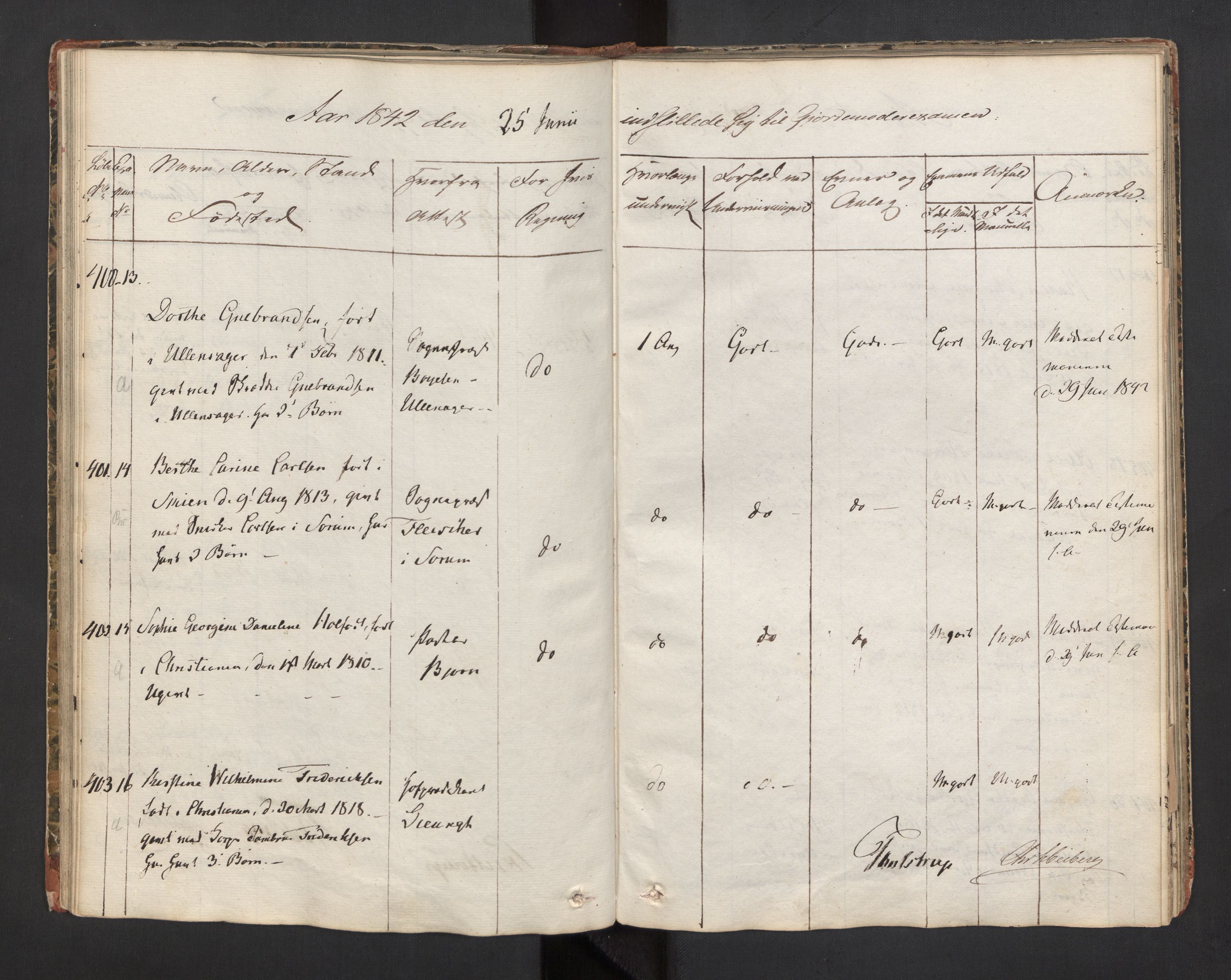 Jordmorskolen i Oslo - Kvinneklinikken, AV/RA-S-4349/D/L0002/0002: -- / Eksamensprotokoll for jordmødre, 1834-1854