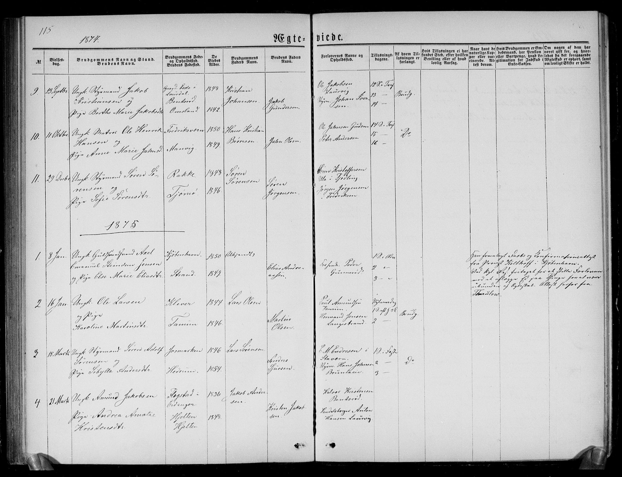 Brunlanes kirkebøker, AV/SAKO-A-342/G/Ga/L0002: Parish register (copy) no. I 2, 1866-1876, p. 115