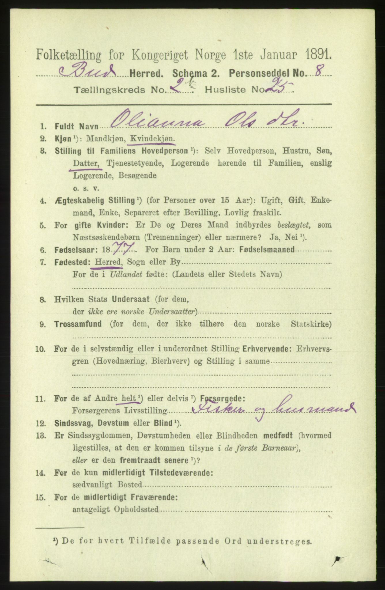 RA, 1891 census for 1549 Bud, 1891, p. 1380