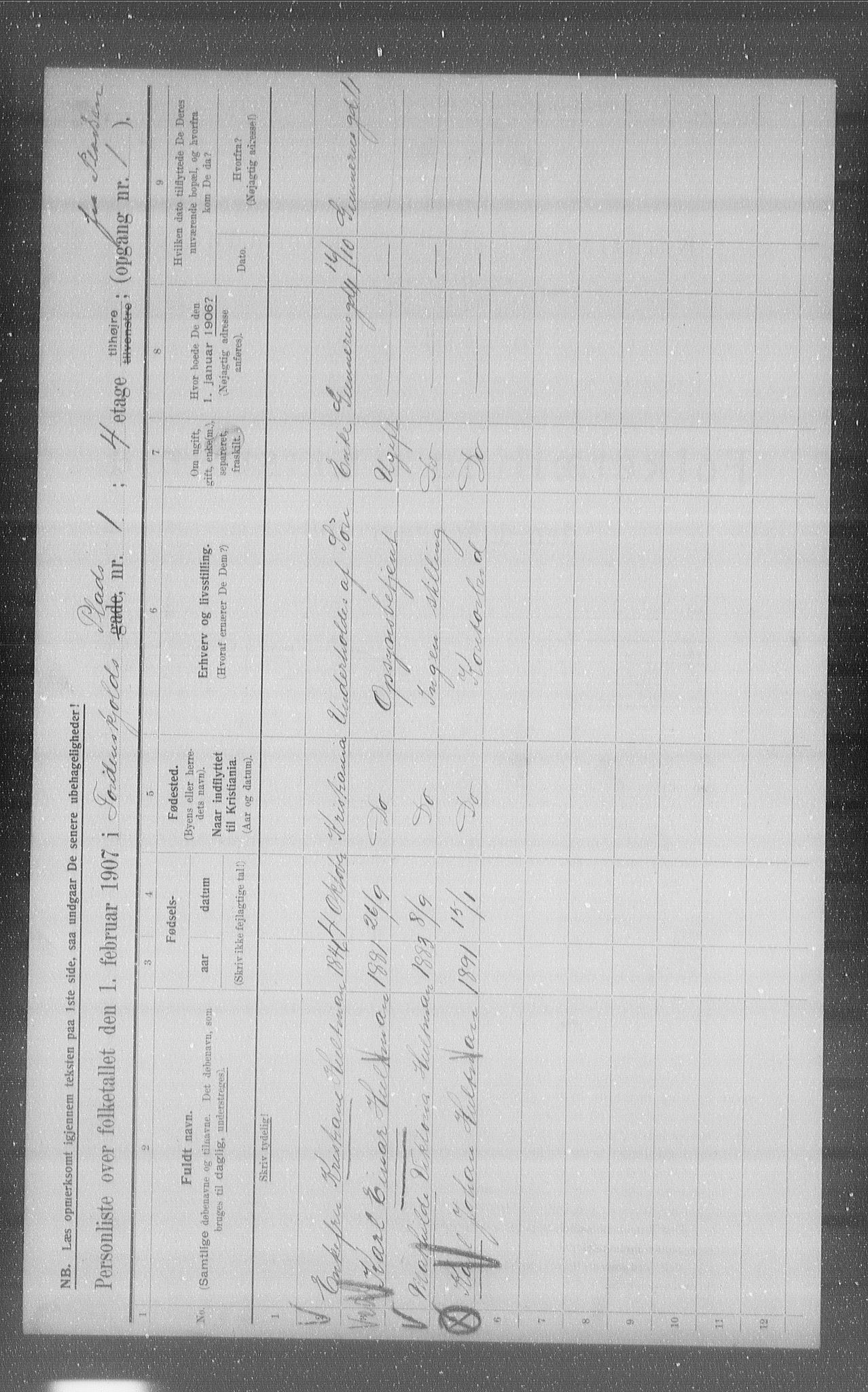 OBA, Municipal Census 1907 for Kristiania, 1907, p. 57870