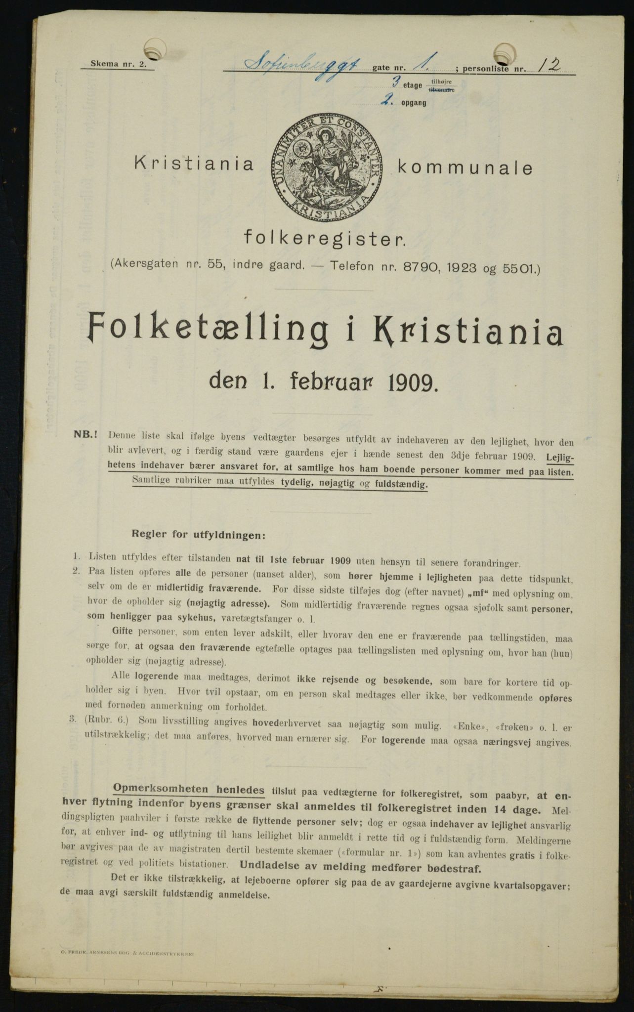 OBA, Municipal Census 1909 for Kristiania, 1909, p. 88962