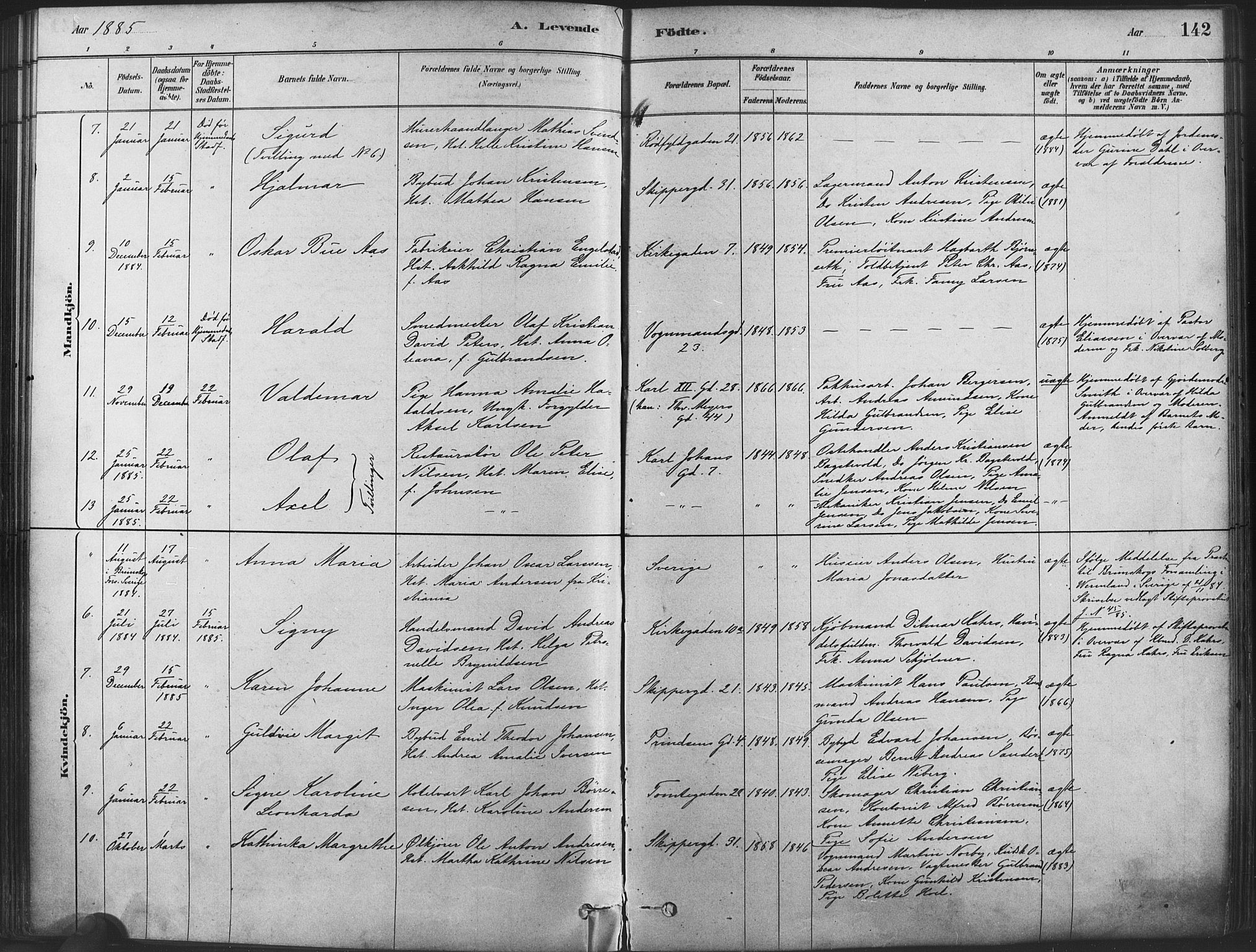 Oslo domkirke Kirkebøker, AV/SAO-A-10752/F/Fa/L0029: Parish register (official) no. 29, 1879-1892, p. 142