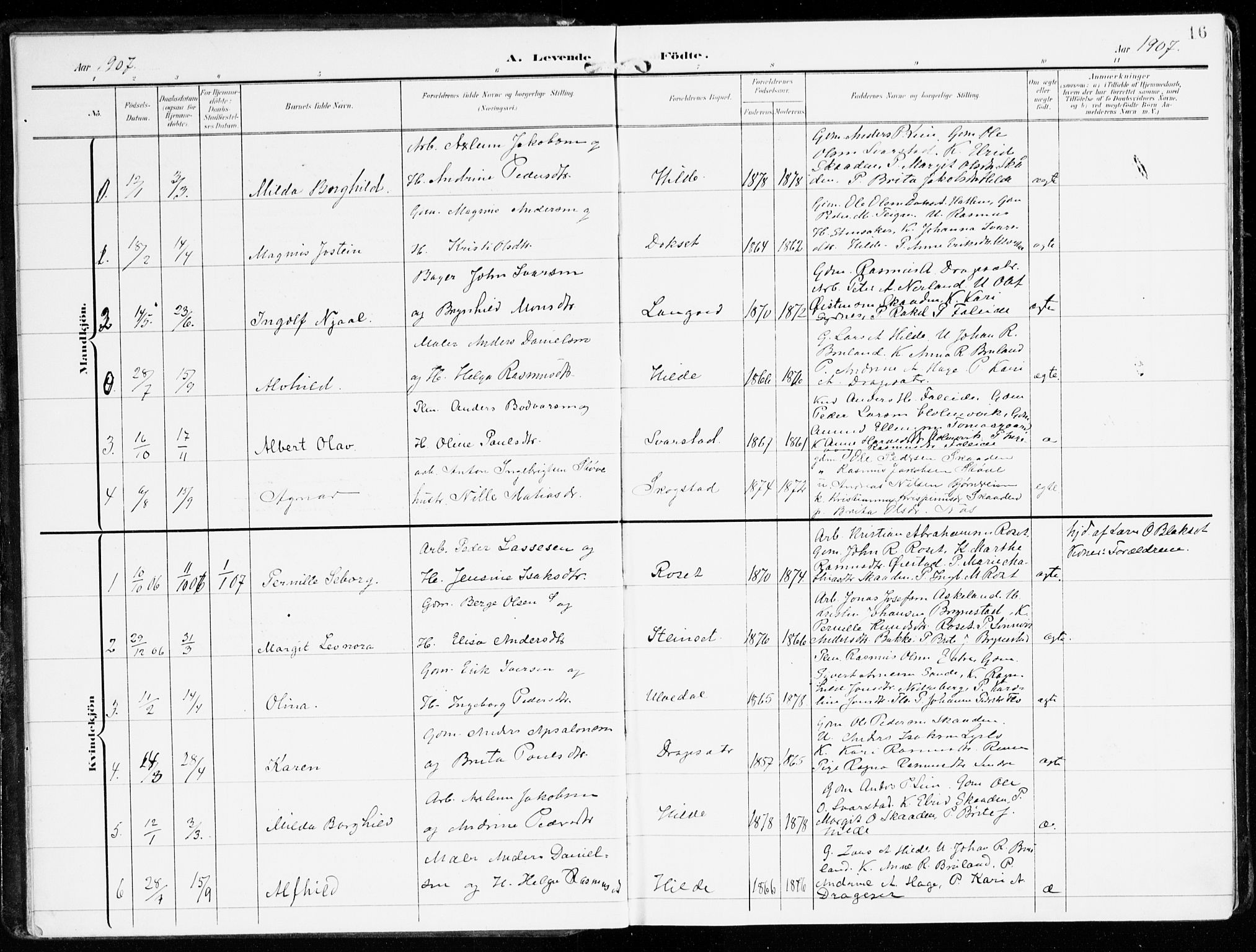 Innvik sokneprestembete, AV/SAB-A-80501: Parish register (official) no. B 2, 1903-1929, p. 16