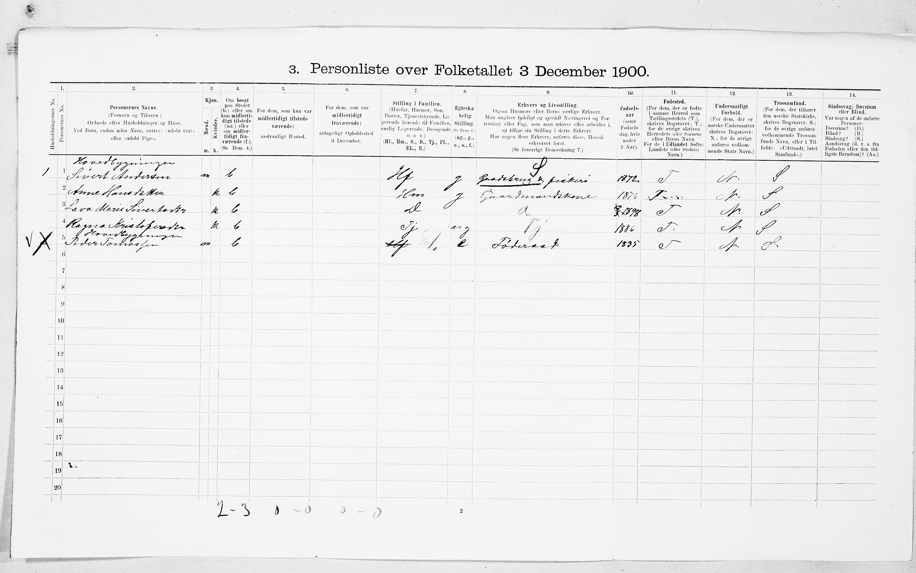 SAT, 1900 census for Bud, 1900, p. 905