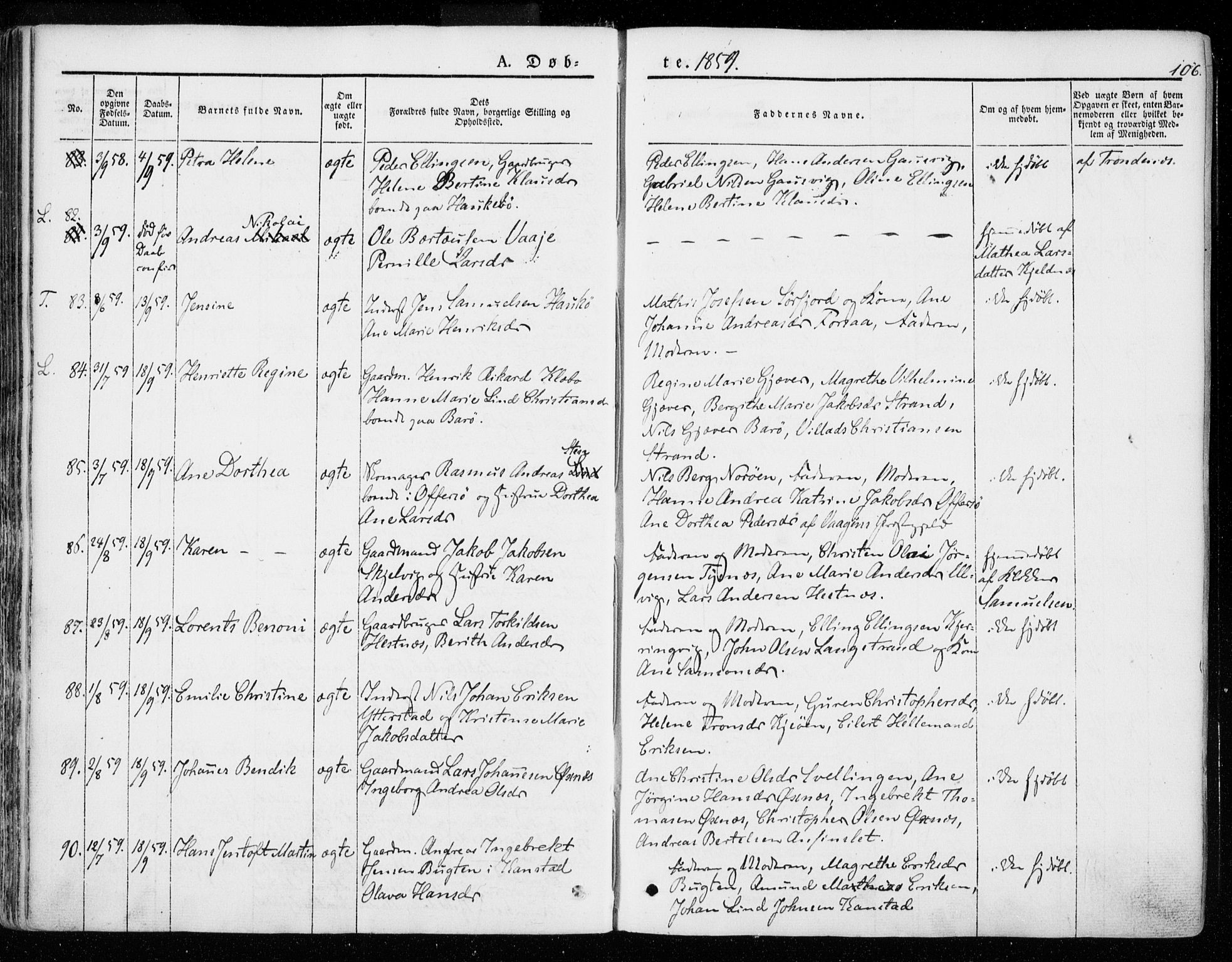 Ministerialprotokoller, klokkerbøker og fødselsregistre - Nordland, AV/SAT-A-1459/872/L1033: Parish register (official) no. 872A08, 1840-1863, p. 106