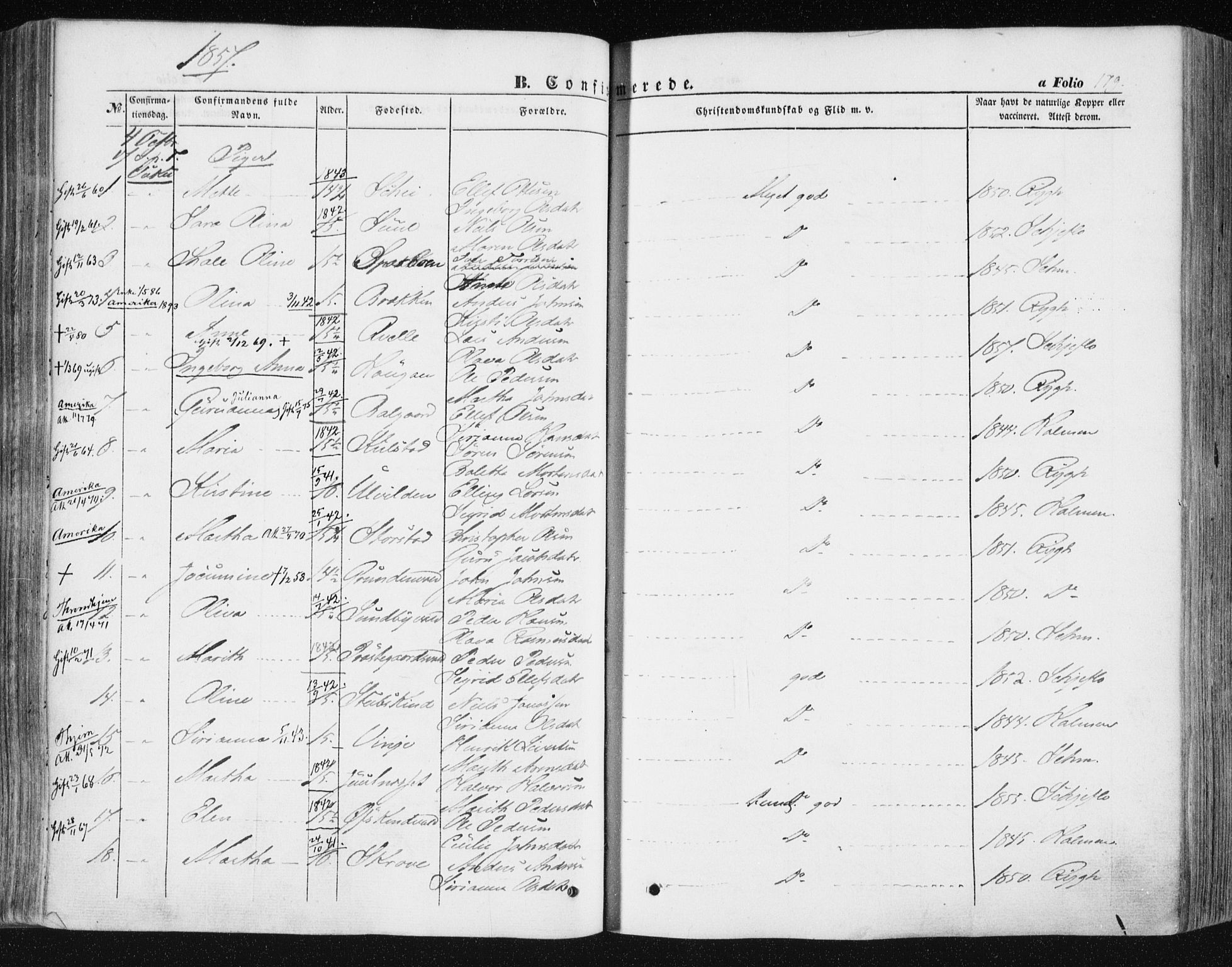 Ministerialprotokoller, klokkerbøker og fødselsregistre - Nord-Trøndelag, SAT/A-1458/723/L0240: Parish register (official) no. 723A09, 1852-1860, p. 179