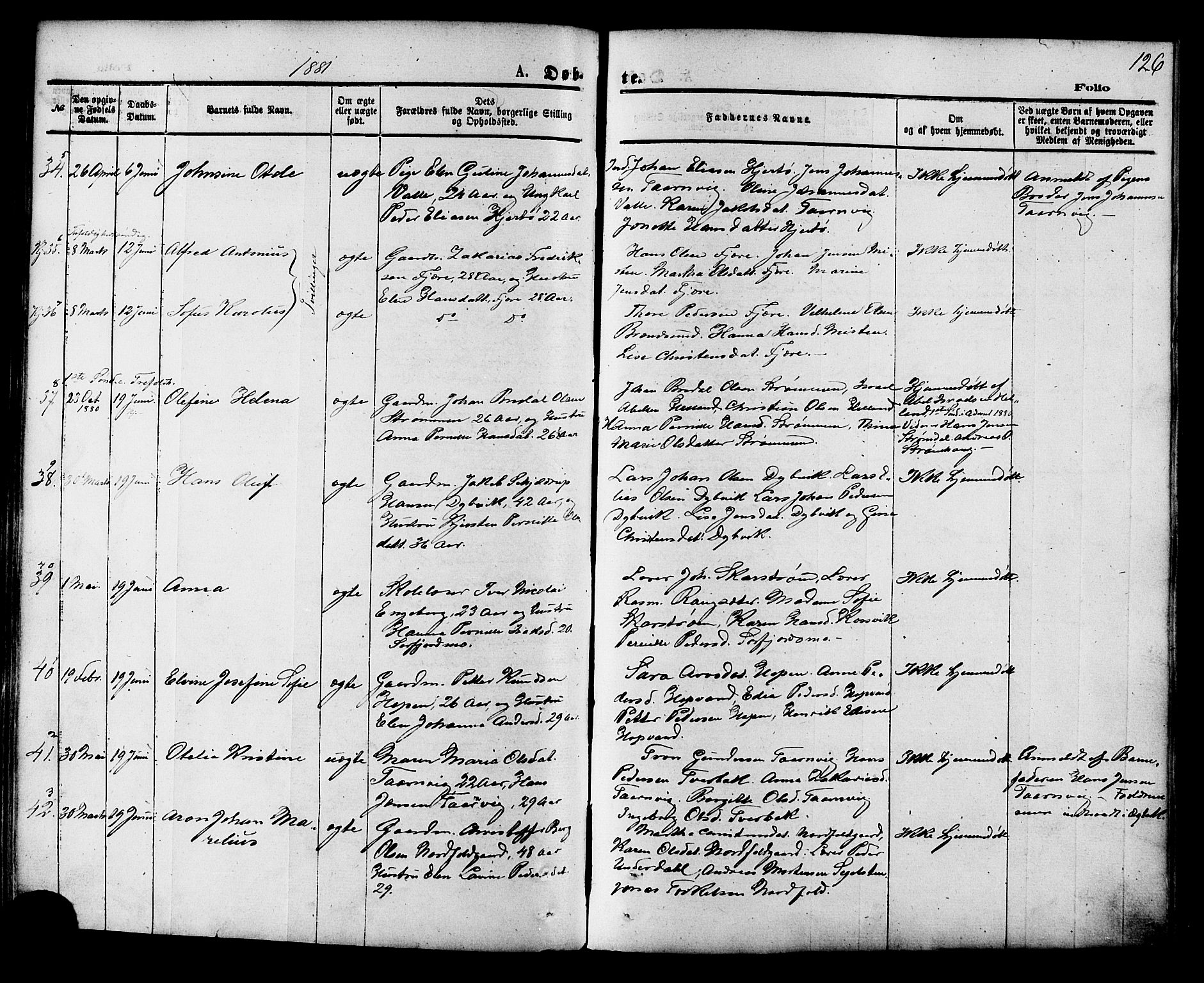 Ministerialprotokoller, klokkerbøker og fødselsregistre - Nordland, AV/SAT-A-1459/853/L0771: Parish register (official) no. 853A10, 1870-1881, p. 126