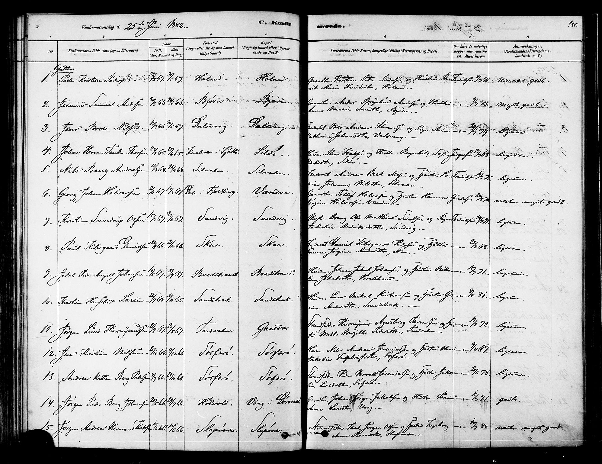 Ministerialprotokoller, klokkerbøker og fødselsregistre - Nordland, SAT/A-1459/834/L0507: Parish register (official) no. 834A05, 1878-1892, p. 245