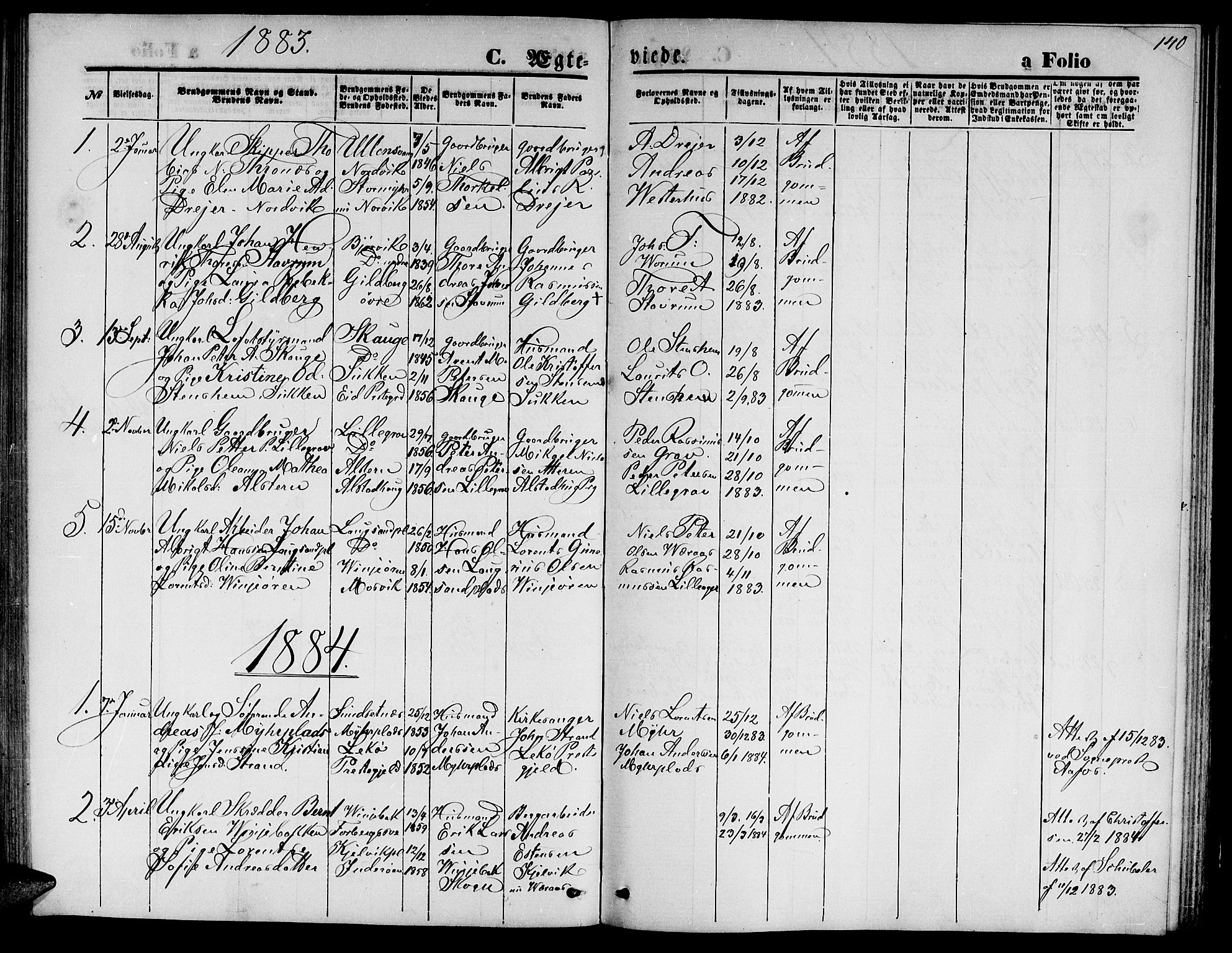 Ministerialprotokoller, klokkerbøker og fødselsregistre - Nord-Trøndelag, SAT/A-1458/722/L0225: Parish register (copy) no. 722C01, 1871-1888, p. 140
