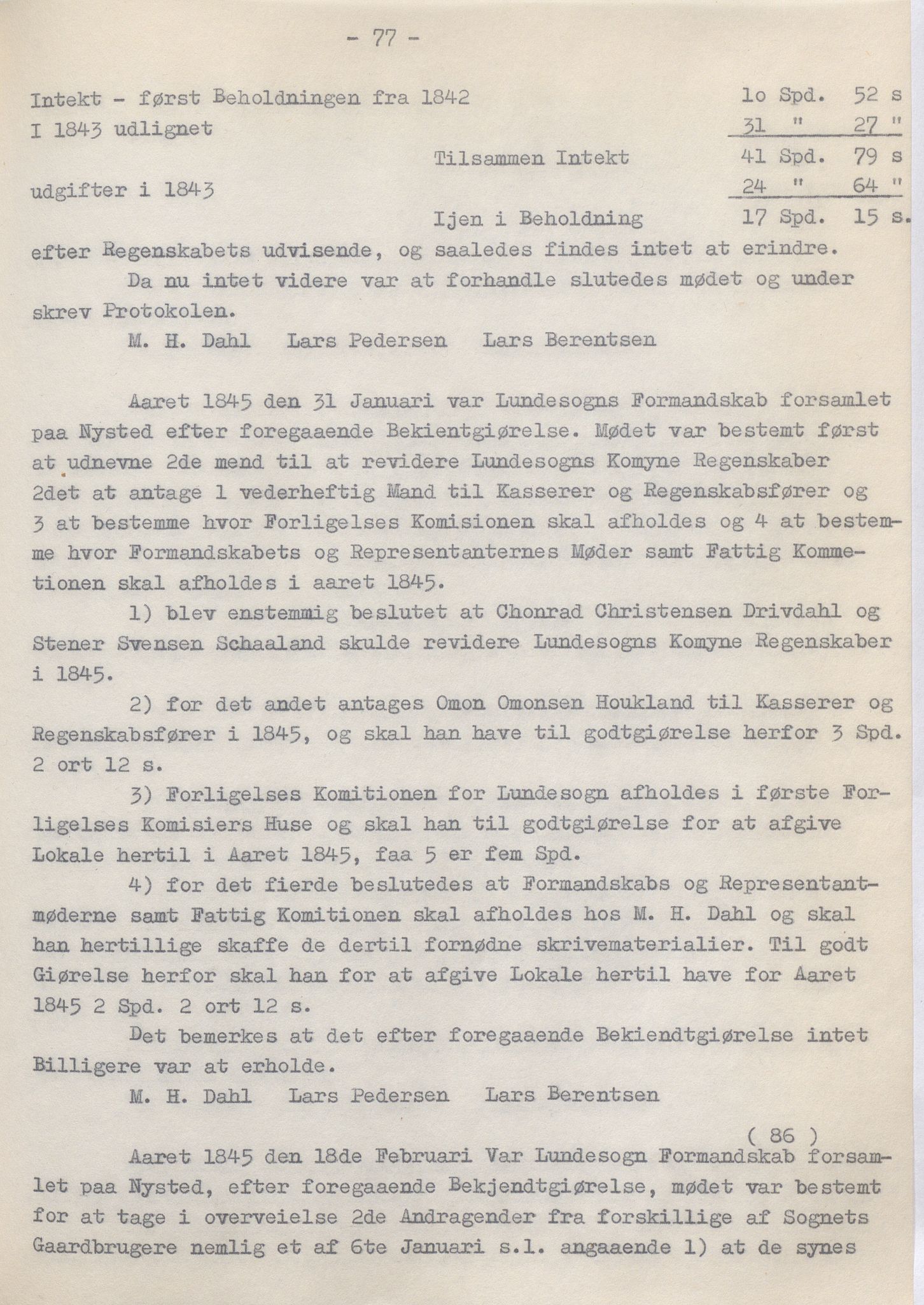 Lund kommune - Formannskapet/Formannskapskontoret, IKAR/K-101761/A/Aa/Aaa/L0002: Forhandlingsprotokoll, 1837-1865, p. 77