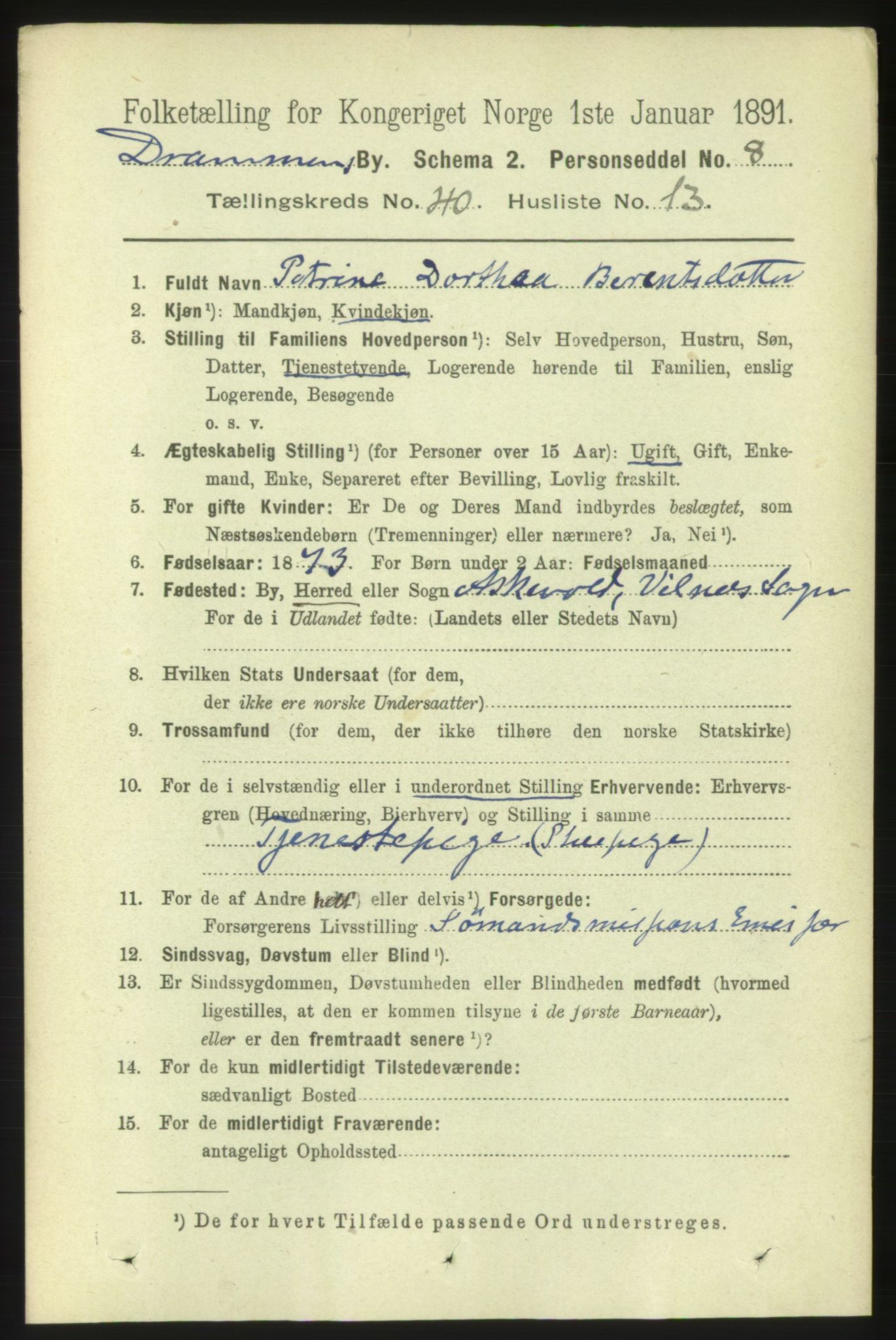 RA, 1891 census for 0602 Drammen, 1891, p. 23823