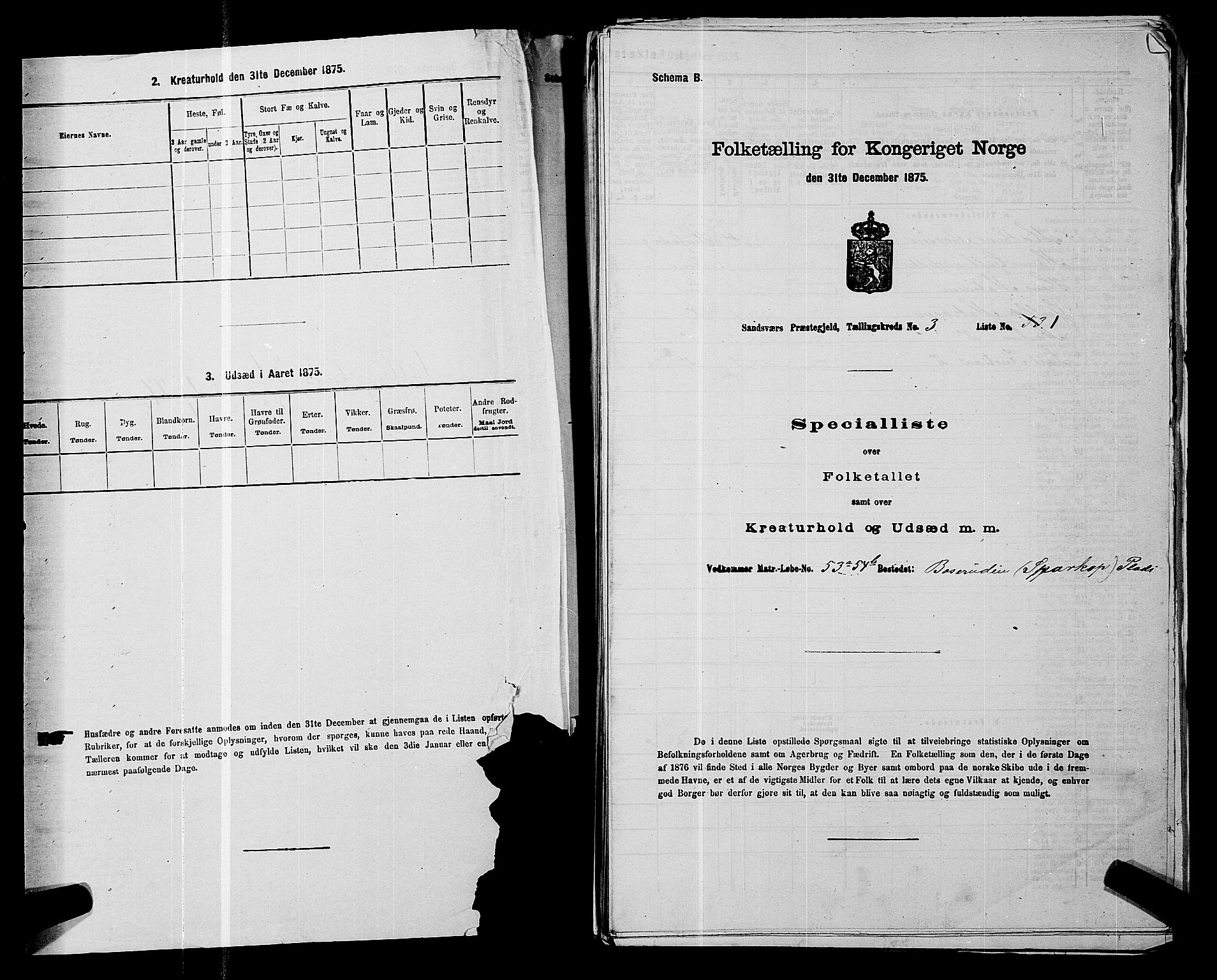 SAKO, 1875 census for 0629P Sandsvær, 1875, p. 536