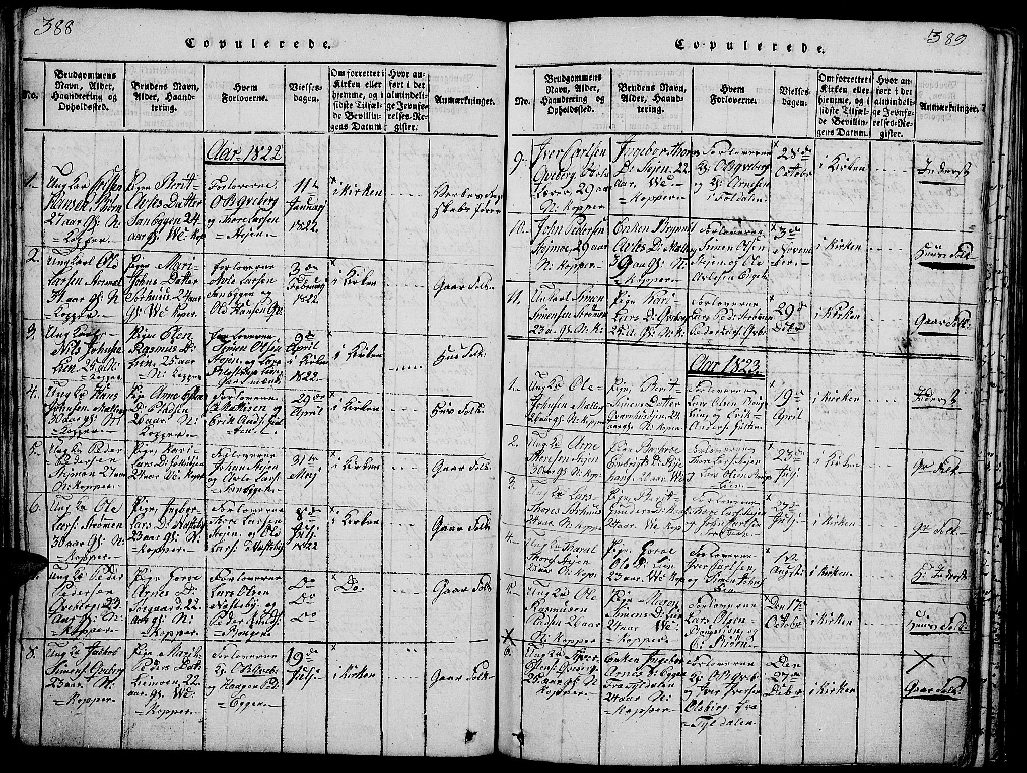 Tynset prestekontor, SAH/PREST-058/H/Ha/Hab/L0002: Parish register (copy) no. 2, 1814-1862, p. 388-389