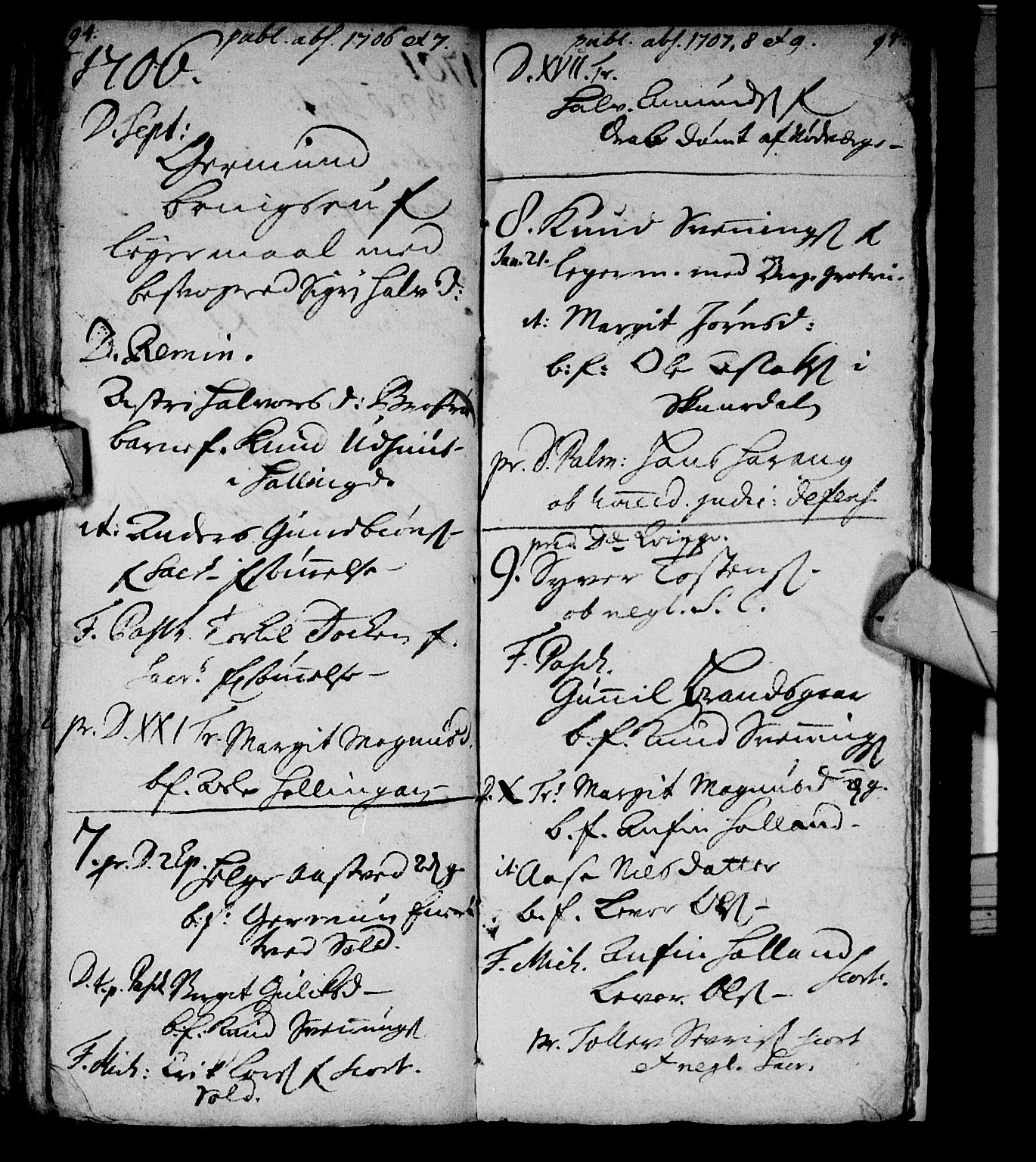 Nore kirkebøker, SAKO/A-238/F/Fc/L0001: Parish register (official) no. III 1, 1696-1714, p. 94-95