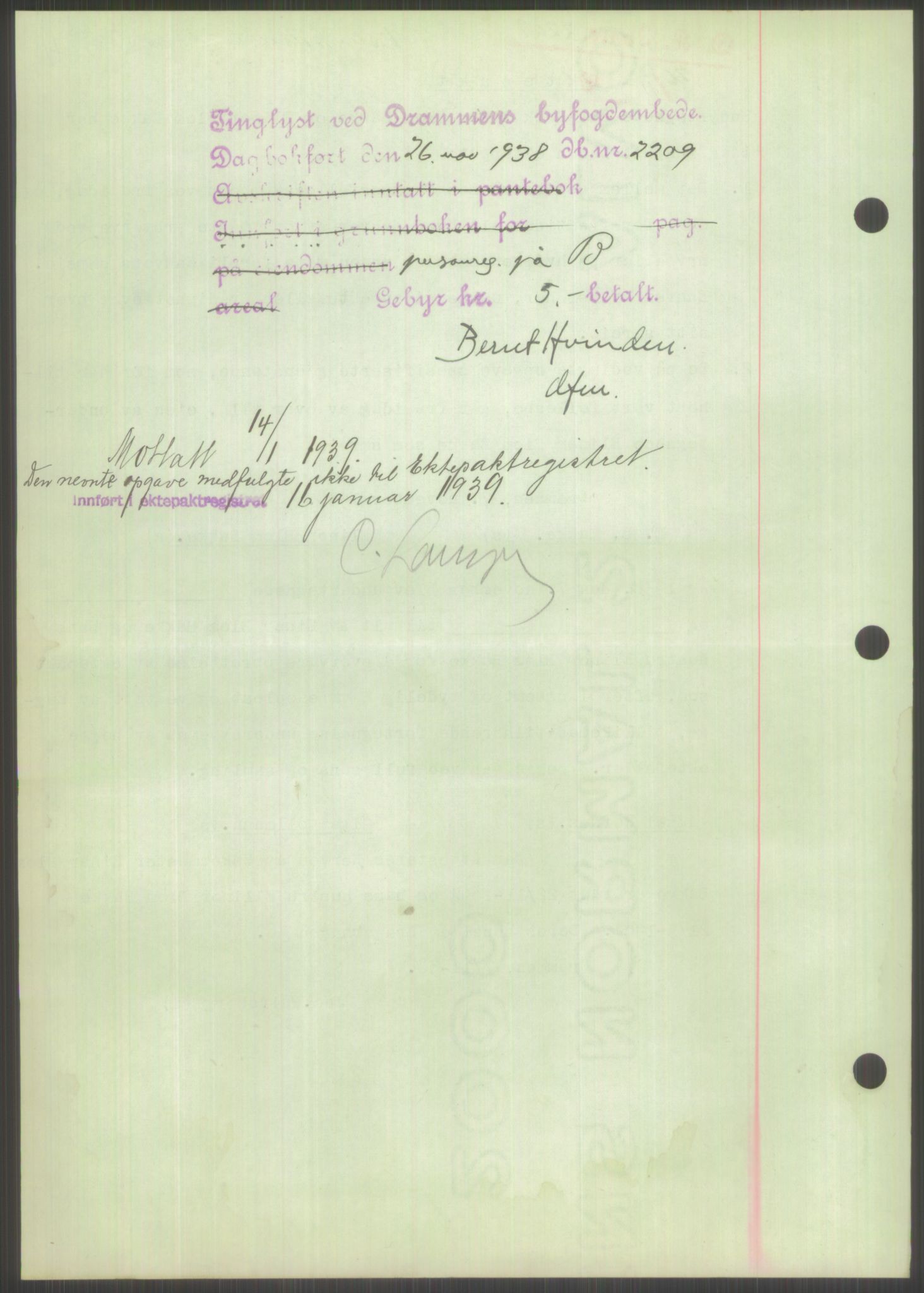 Oslo byskriverembete, AV/SAO-A-10227/2/G/Gb/L0039: Tinglyste ektepakter, Buskerud, bind 2-3, 1934-1943