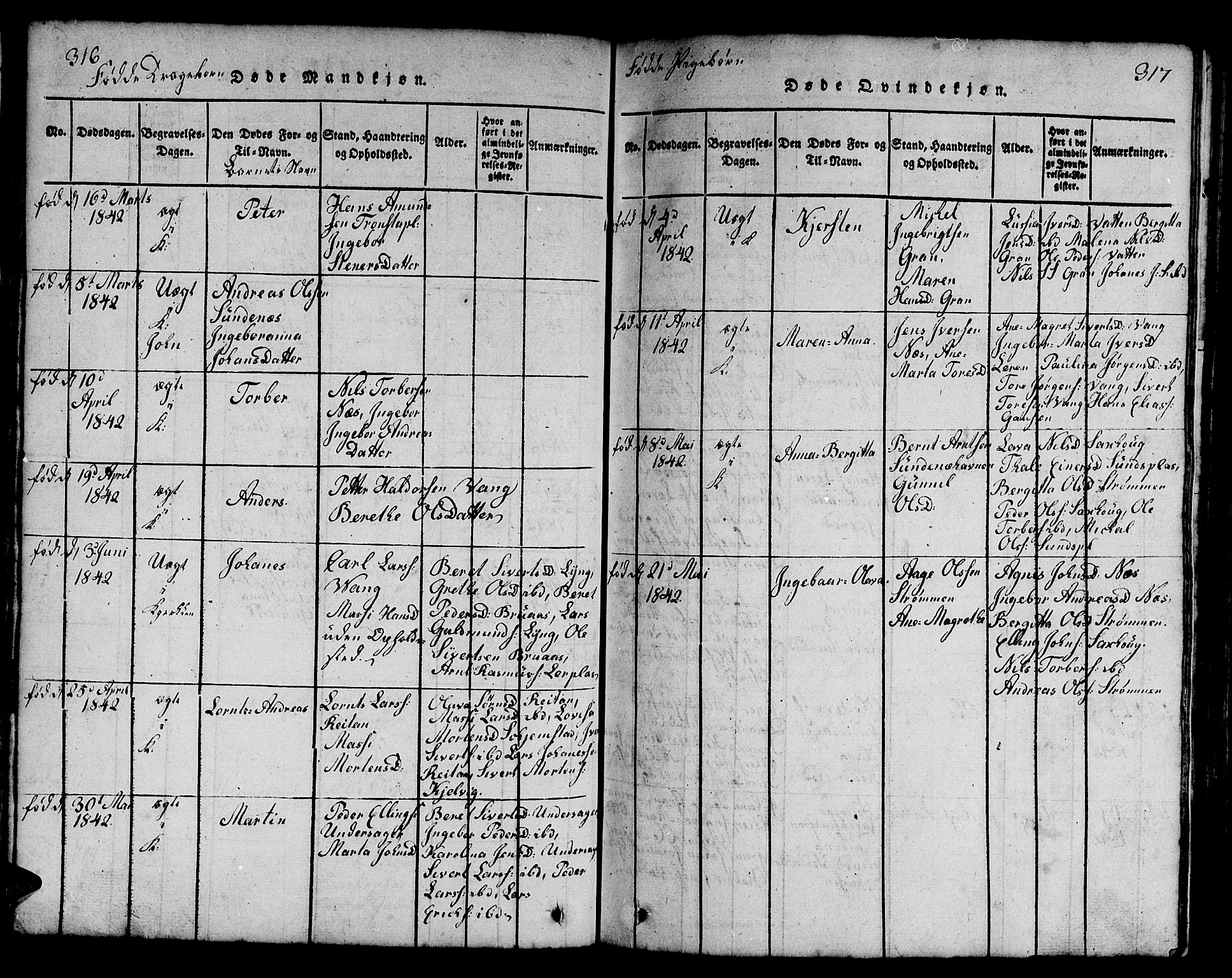 Ministerialprotokoller, klokkerbøker og fødselsregistre - Nord-Trøndelag, AV/SAT-A-1458/730/L0298: Parish register (copy) no. 730C01, 1816-1849, p. 316-317