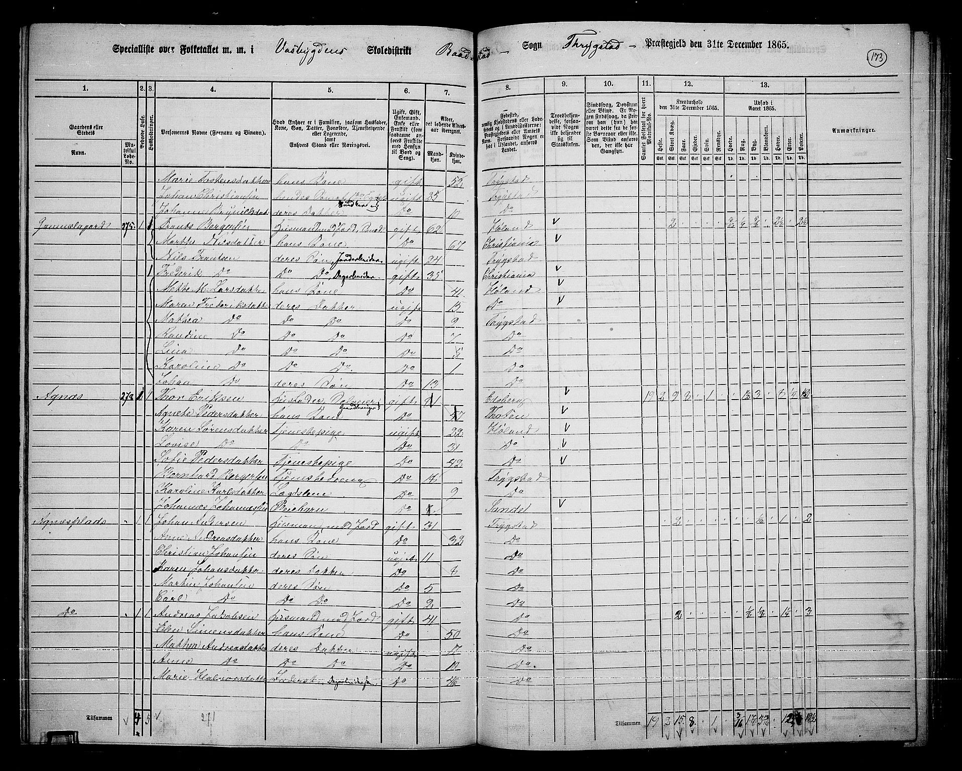 RA, 1865 census for Trøgstad, 1865, p. 153