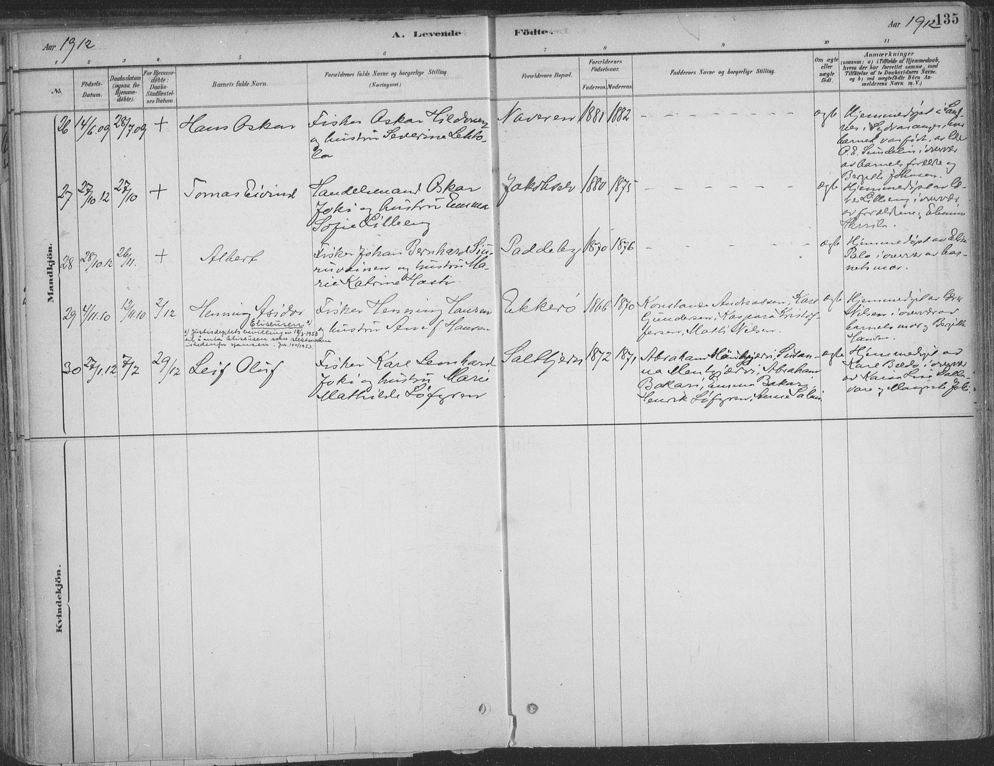 Vadsø sokneprestkontor, SATØ/S-1325/H/Ha/L0009kirke: Parish register (official) no. 9, 1881-1917, p. 135