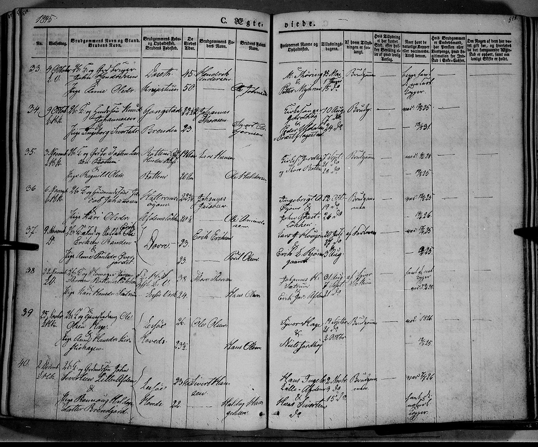 Lesja prestekontor, AV/SAH-PREST-068/H/Ha/Haa/L0006: Parish register (official) no. 6A, 1843-1854, p. 514-515