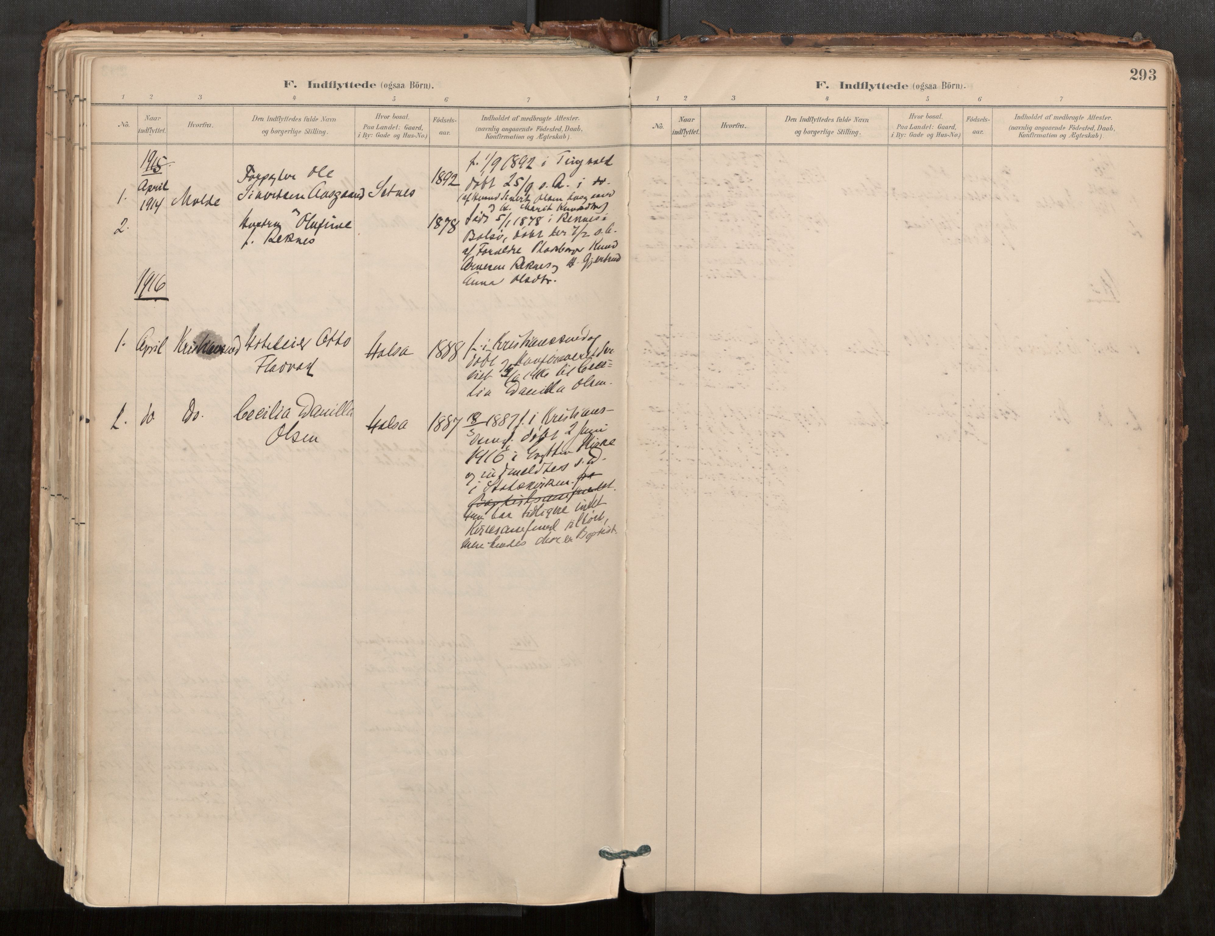 Ministerialprotokoller, klokkerbøker og fødselsregistre - Møre og Romsdal, AV/SAT-A-1454/544/L0585: Parish register (official) no. 544A06, 1887-1924, p. 293