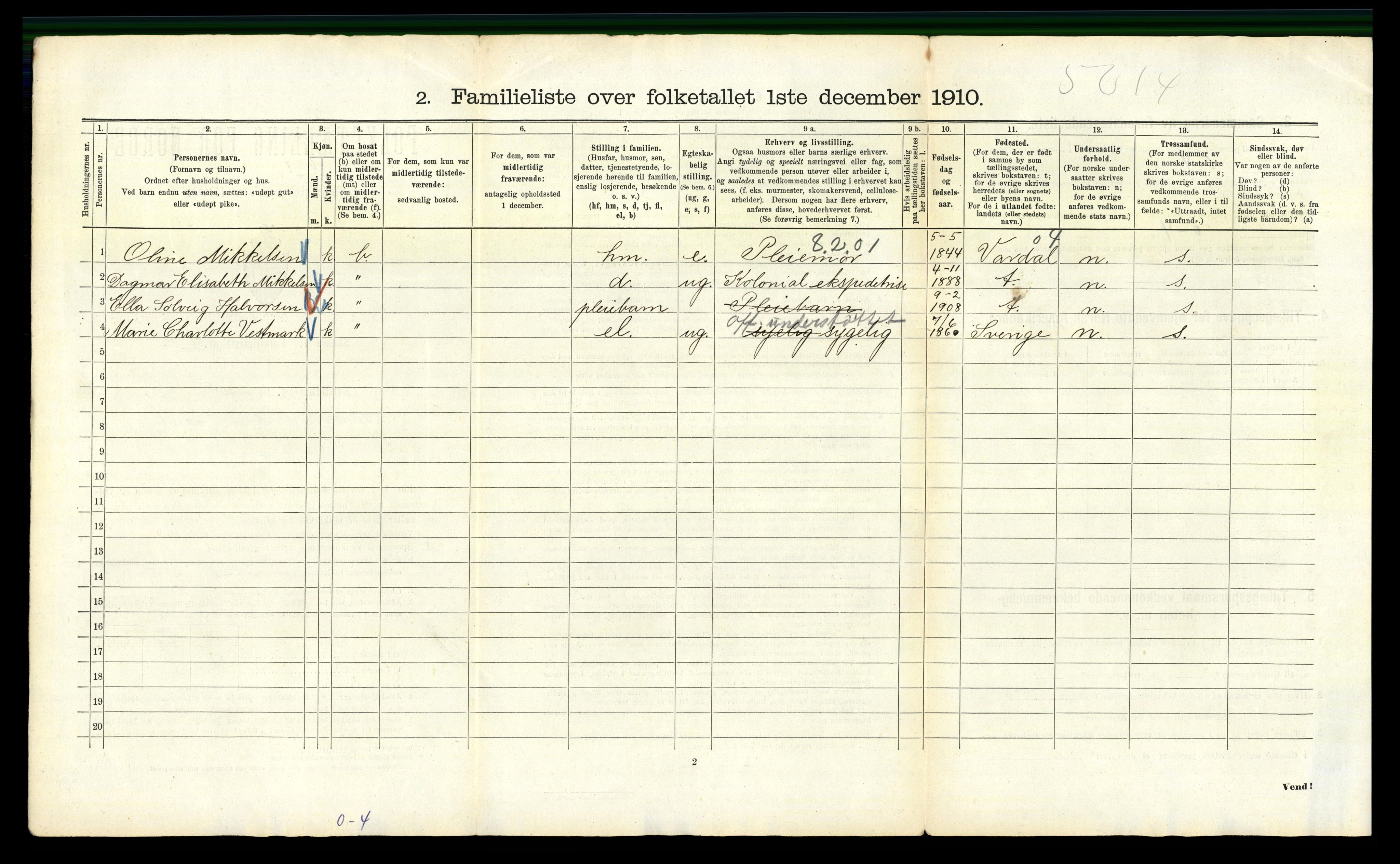 RA, 1910 census for Kristiania, 1910, p. 61276