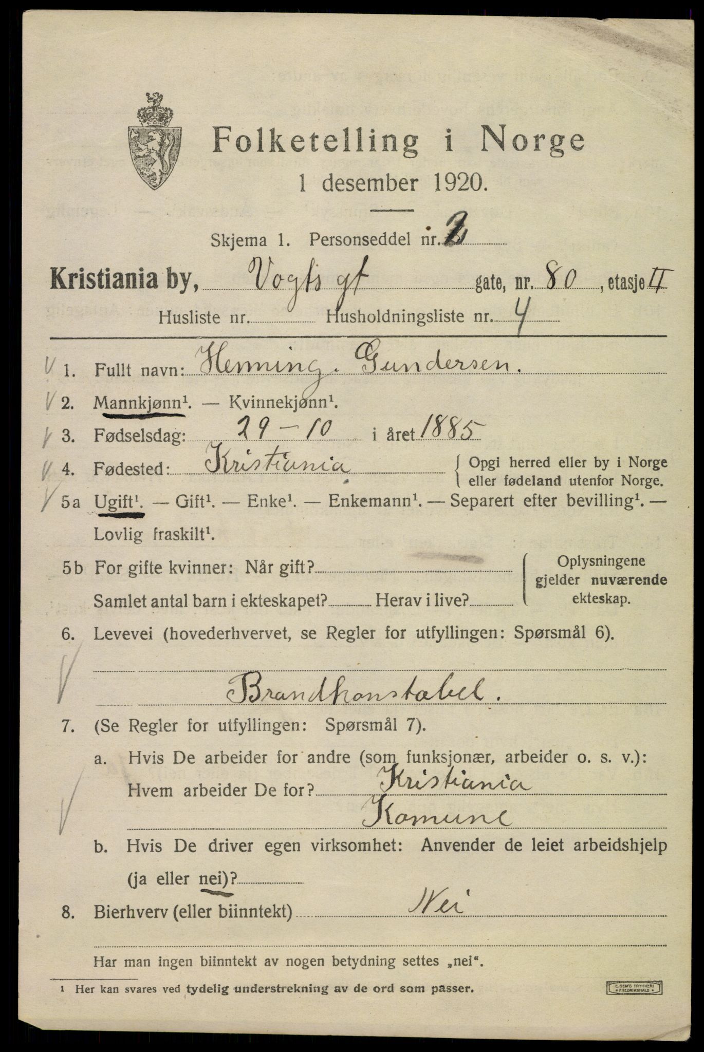 SAO, 1920 census for Kristiania, 1920, p. 643673