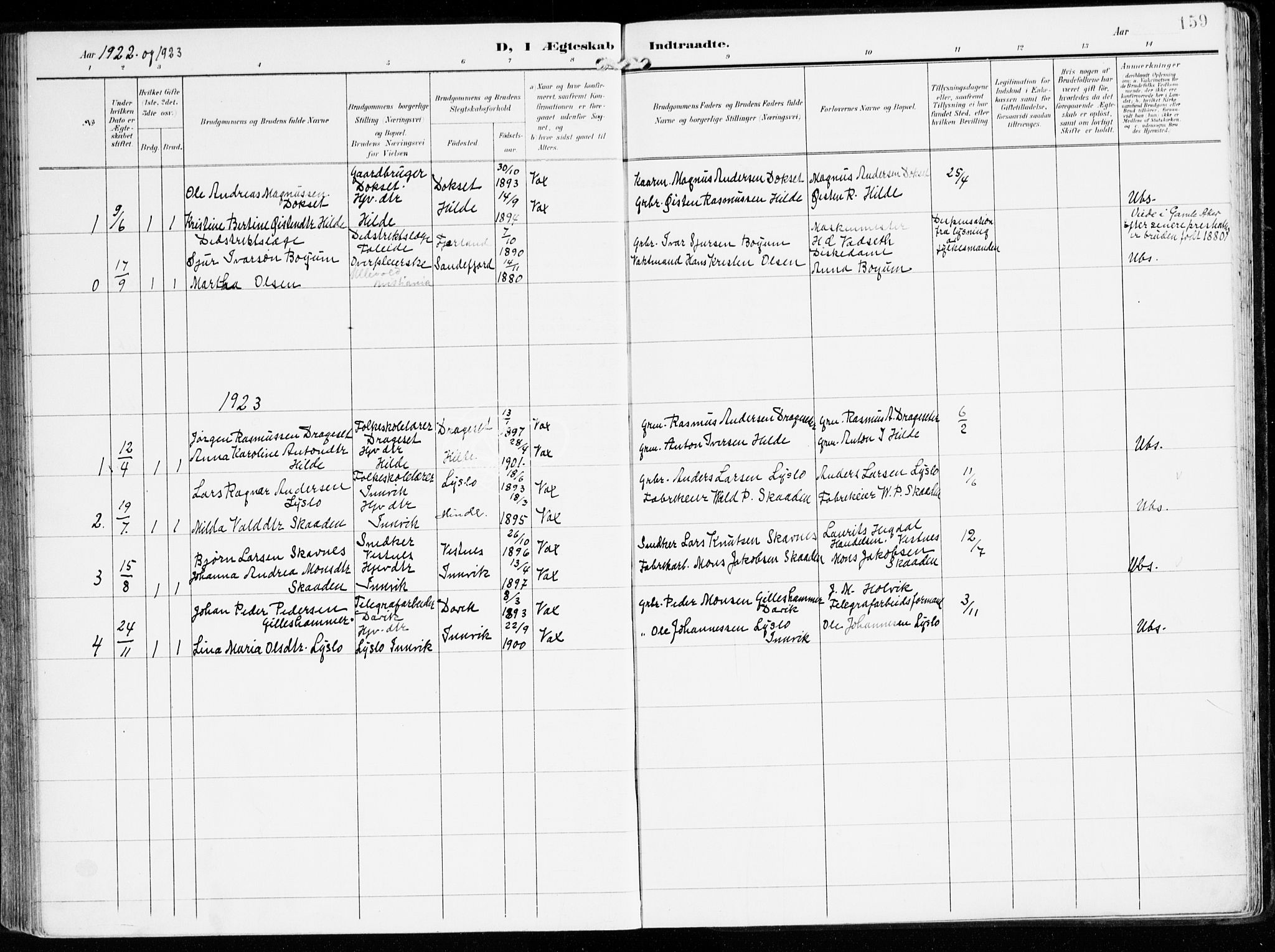 Innvik sokneprestembete, AV/SAB-A-80501: Parish register (official) no. B 2, 1903-1929, p. 159