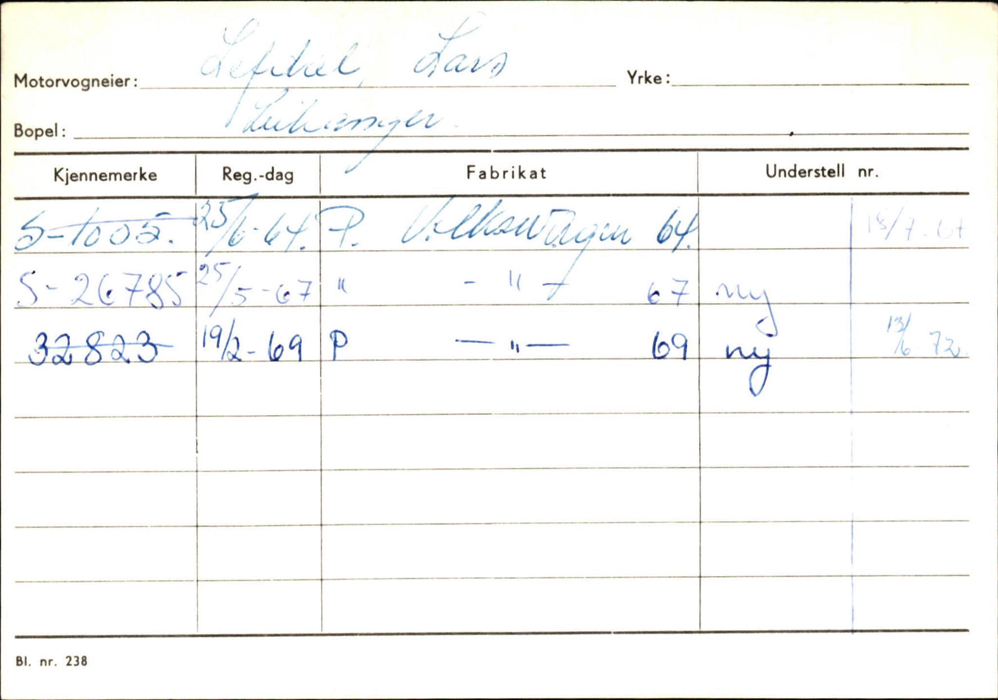 Statens vegvesen, Sogn og Fjordane vegkontor, AV/SAB-A-5301/4/F/L0126: Eigarregister Fjaler M-Å. Leikanger A-Å, 1945-1975, p. 1667